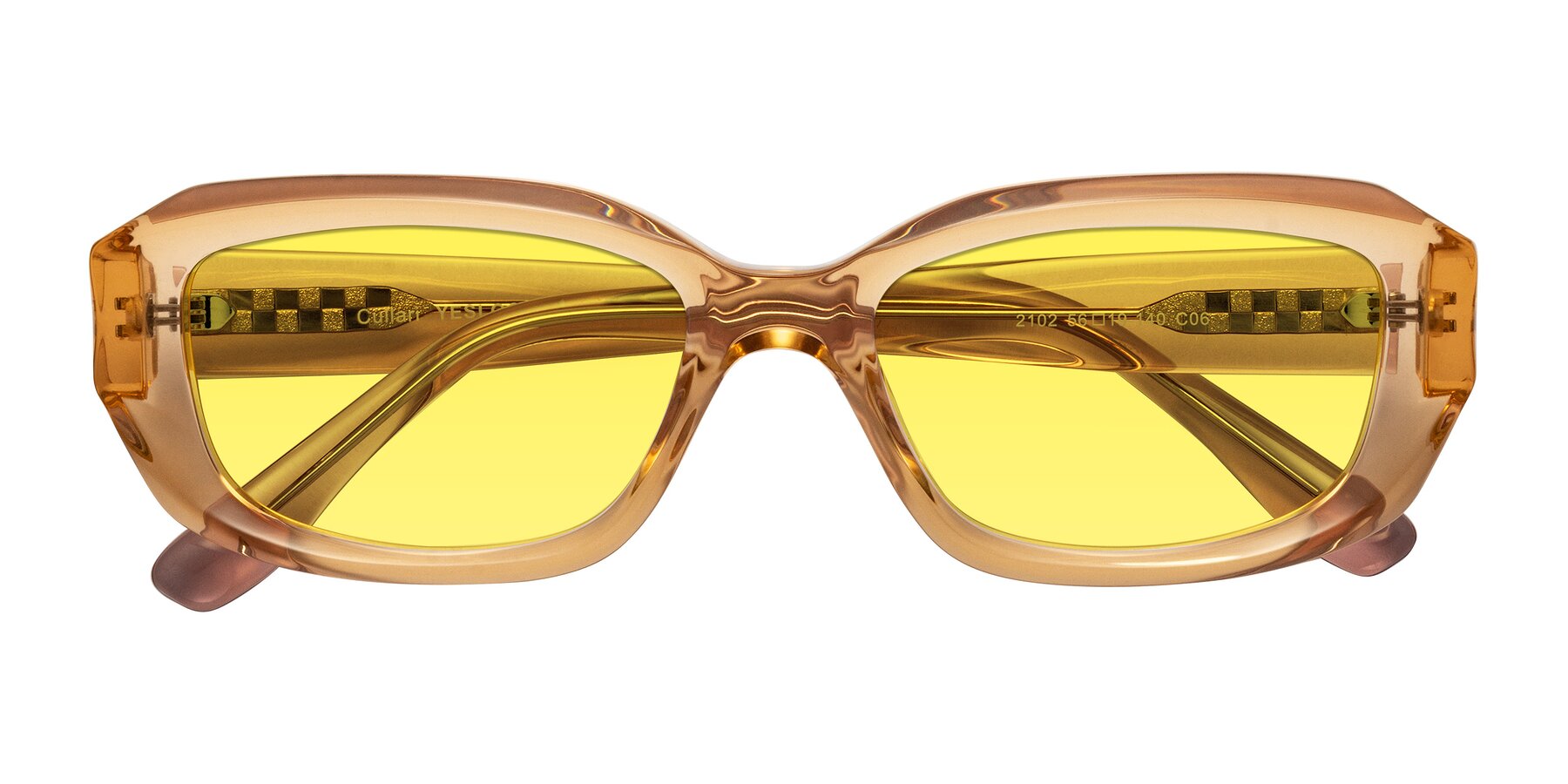 Folded Front of Cullari in Champagne/Light Purple with Medium Yellow Tinted Lenses