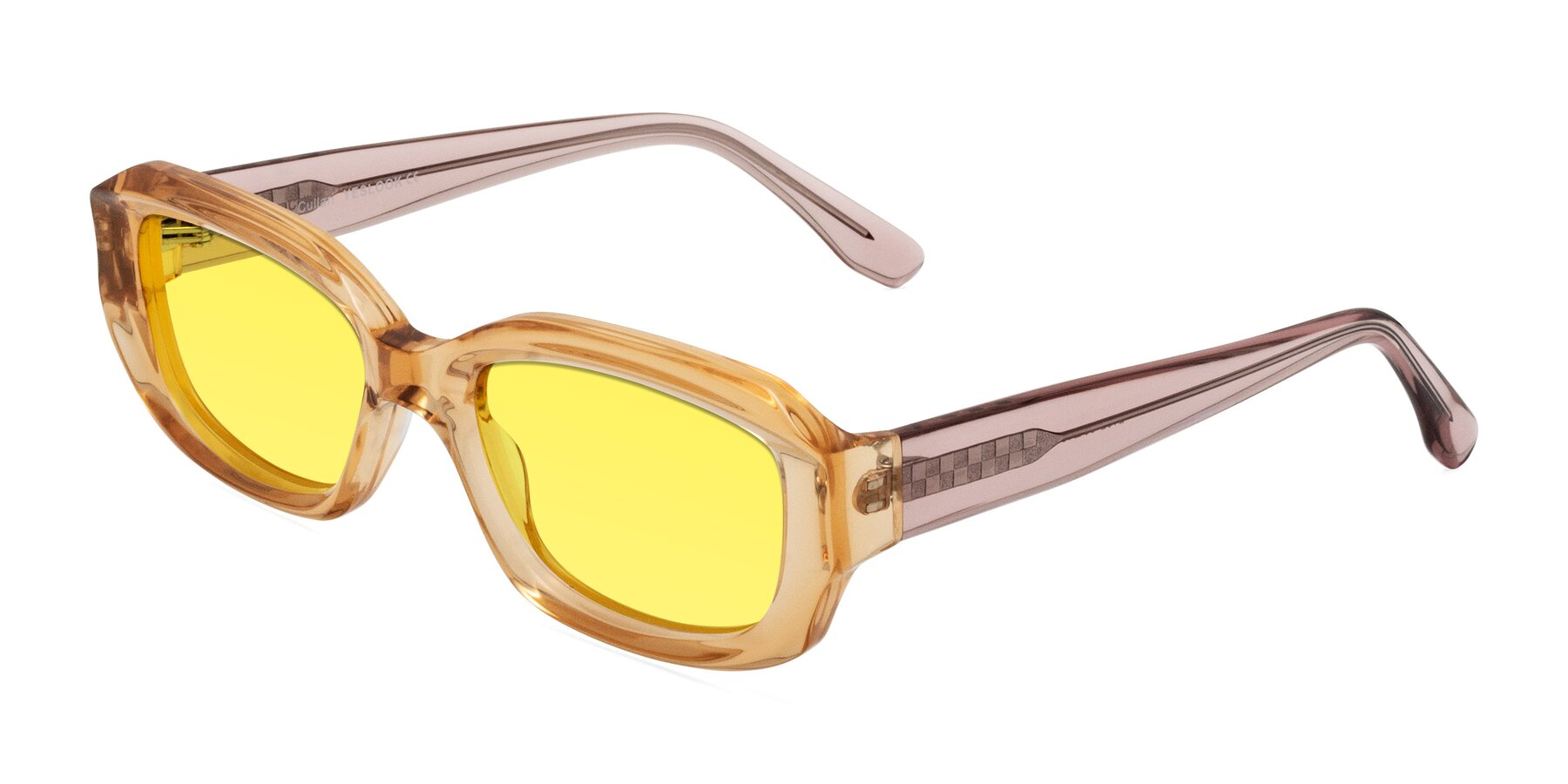 Angle of Cullari in Champagne/Light Purple with Medium Yellow Tinted Lenses