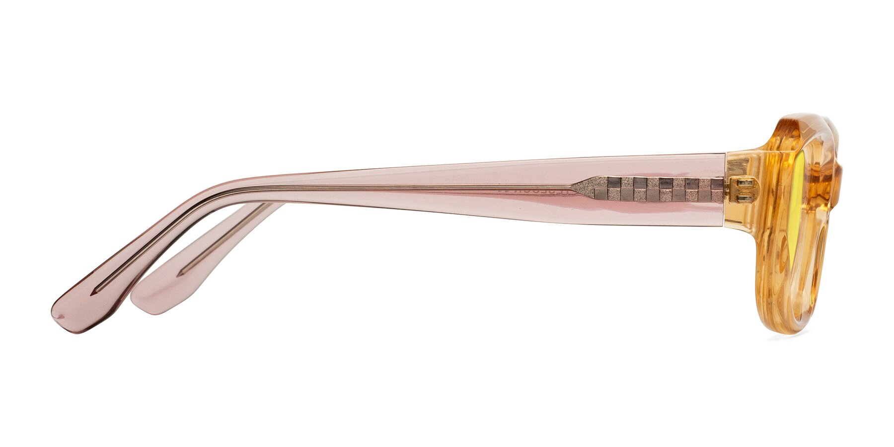 Side of Cullari in Champagne/Light Purple with Medium Yellow Tinted Lenses