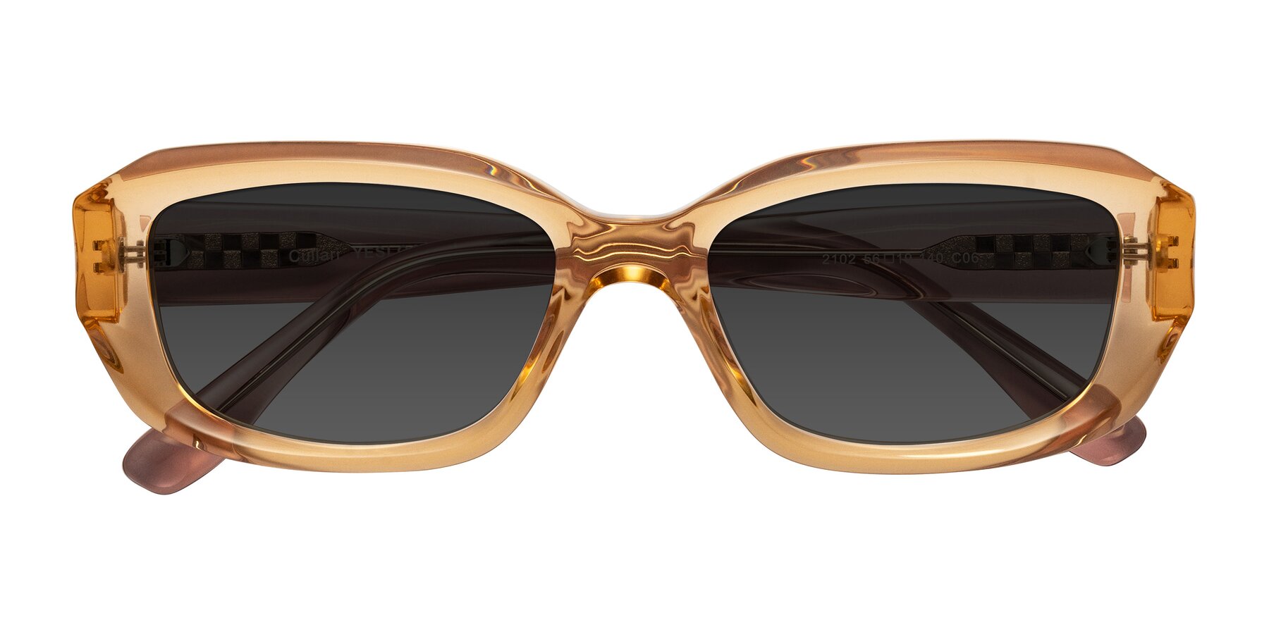 Folded Front of Cullari in Champagne/Light Purple with Gray Tinted Lenses