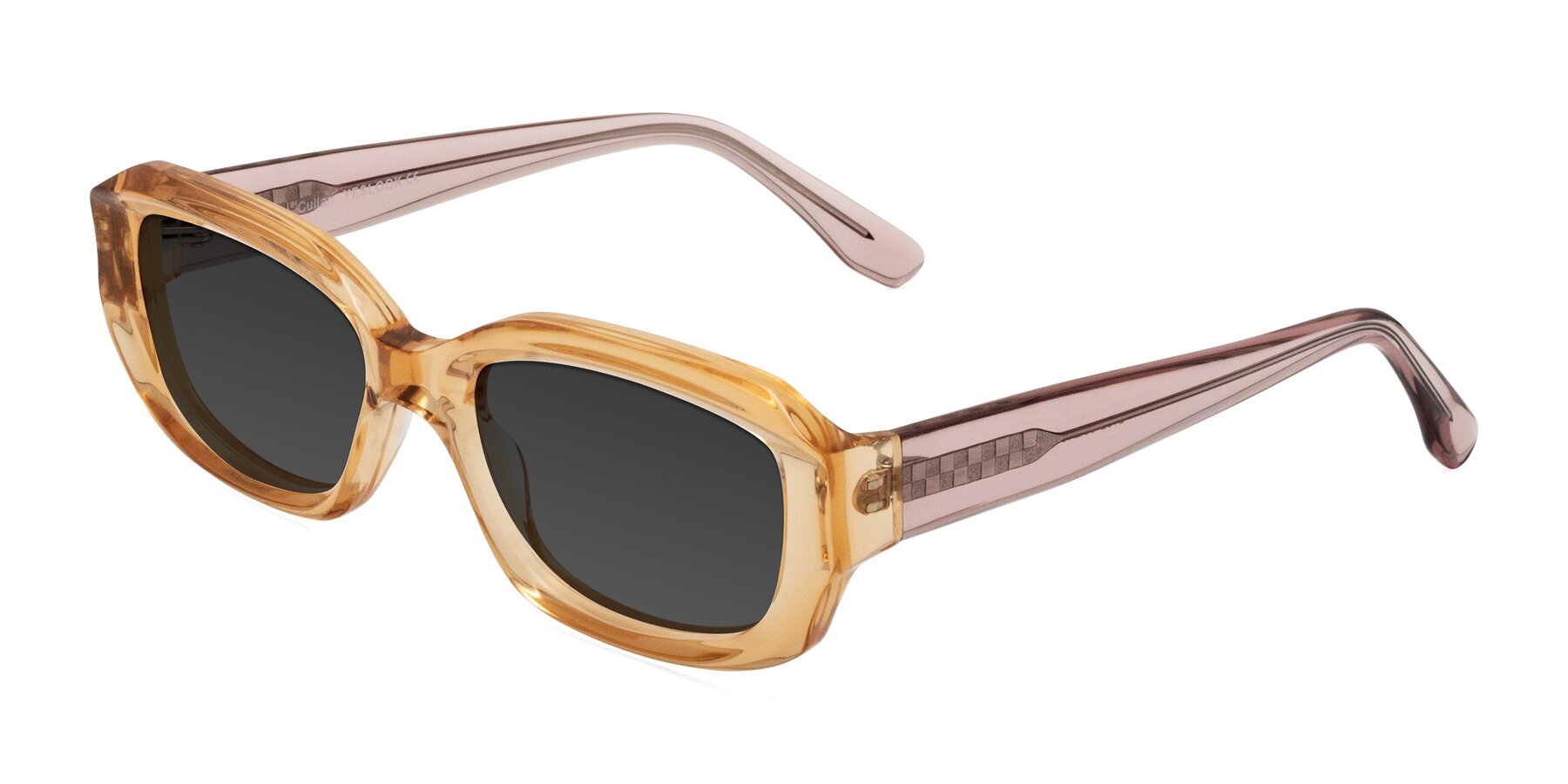 Angle of Cullari in Champagne/Light Purple with Gray Tinted Lenses