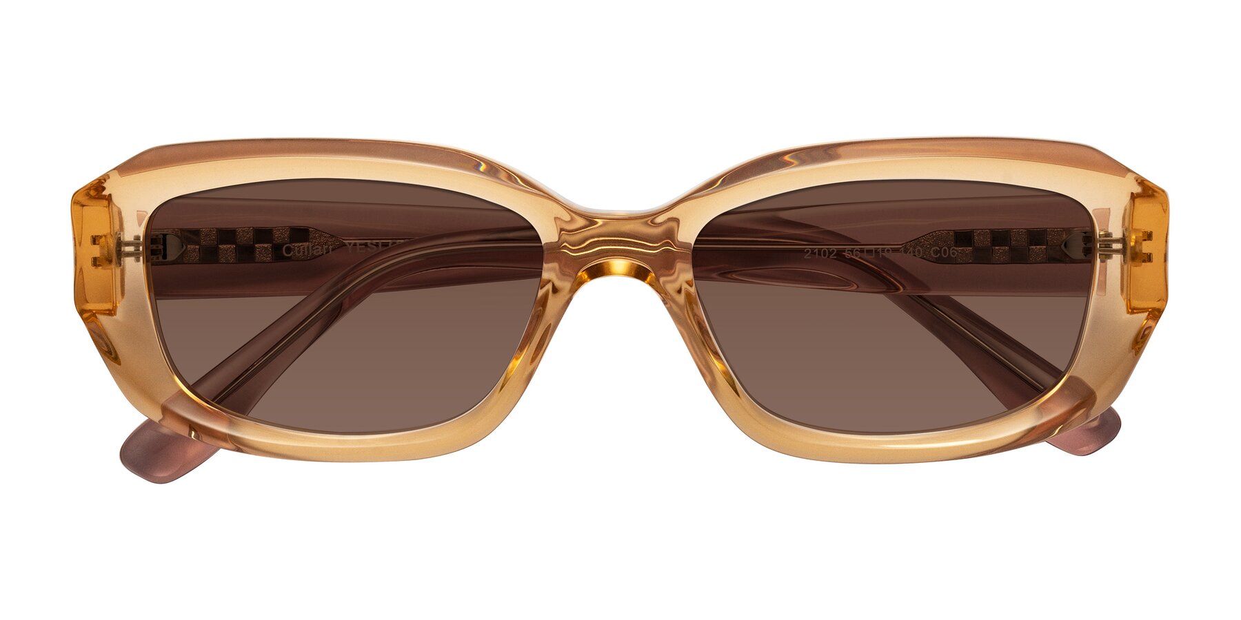 Folded Front of Cullari in Champagne/Light Purple with Brown Tinted Lenses