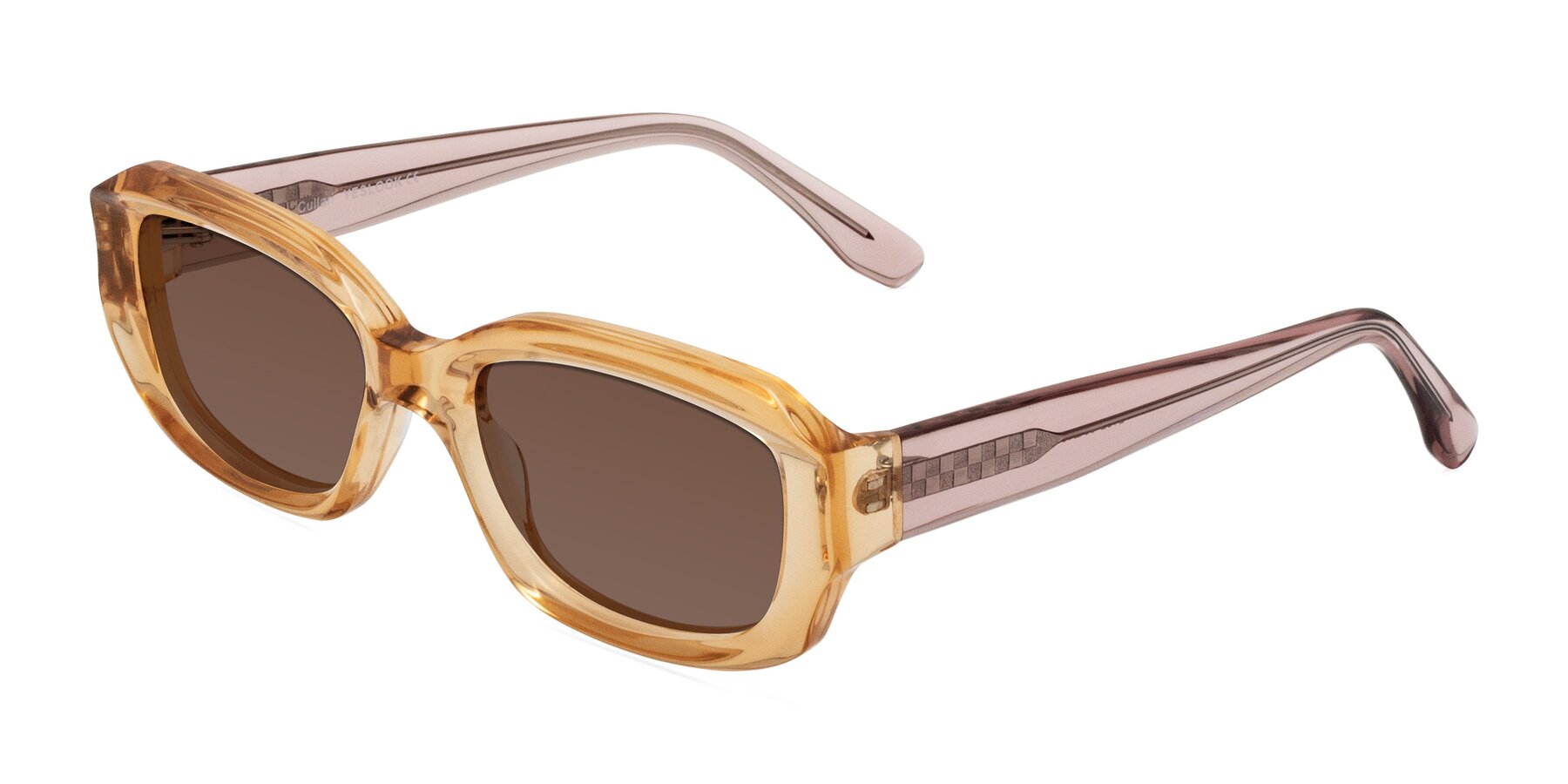 Angle of Cullari in Champagne/Light Purple with Brown Tinted Lenses