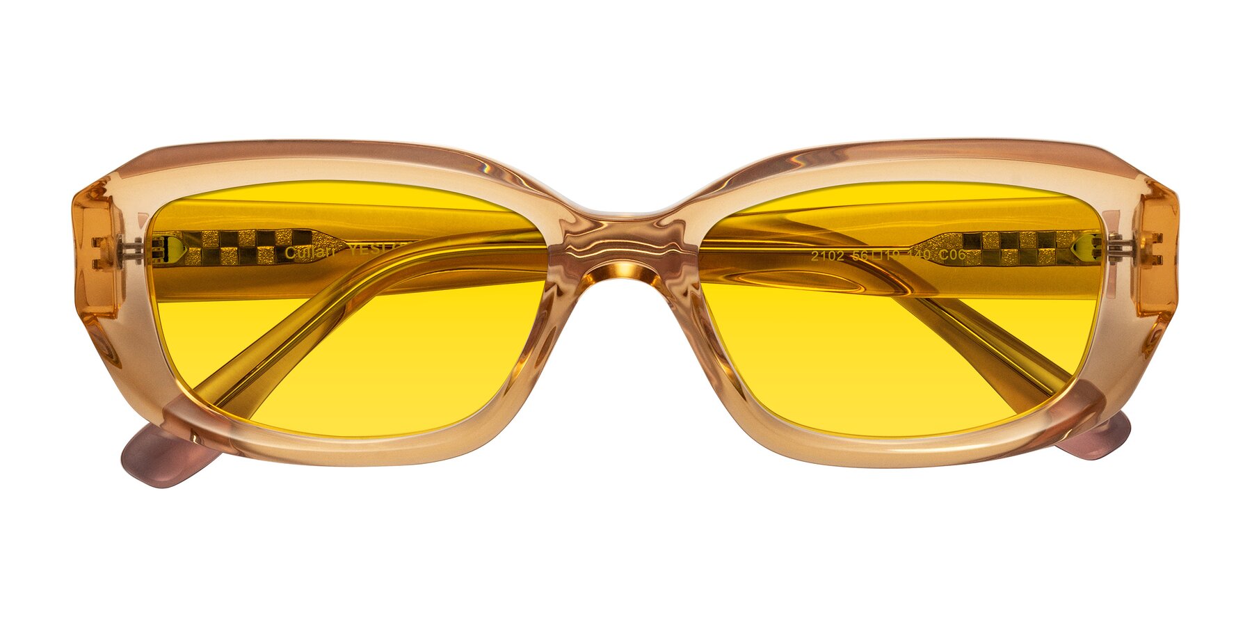 Folded Front of Cullari in Champagne/Light Purple with Yellow Tinted Lenses