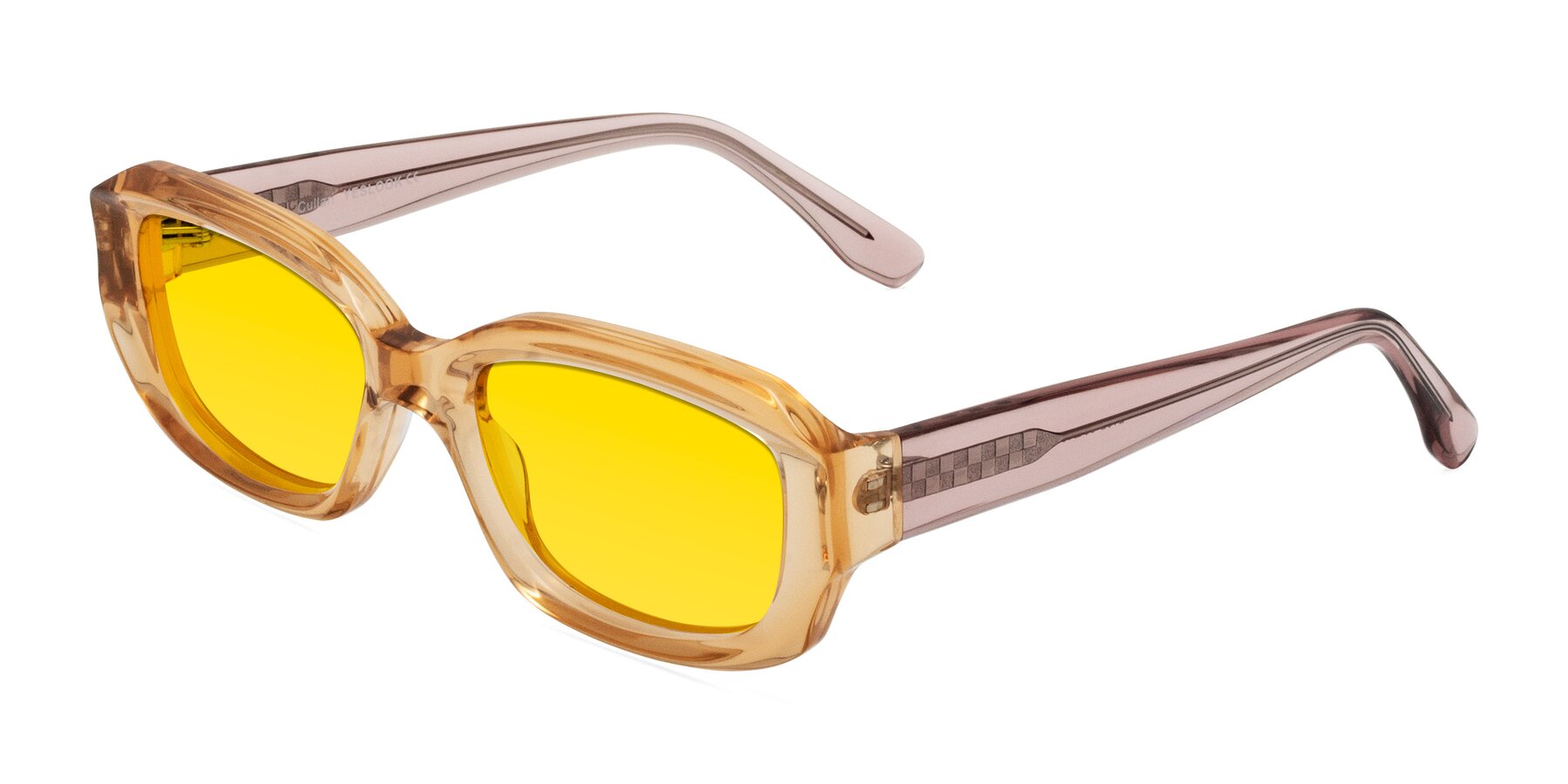 Angle of Cullari in Champagne/Light Purple with Yellow Tinted Lenses