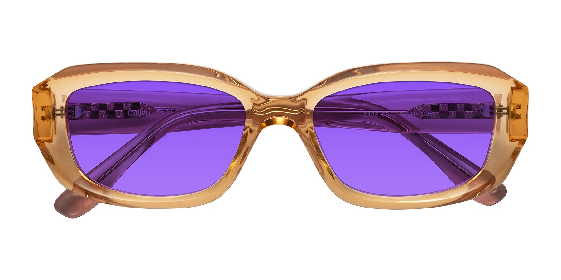 Folded Front of Cullari in Champagne/Light Purple with Purple Tinted Lenses