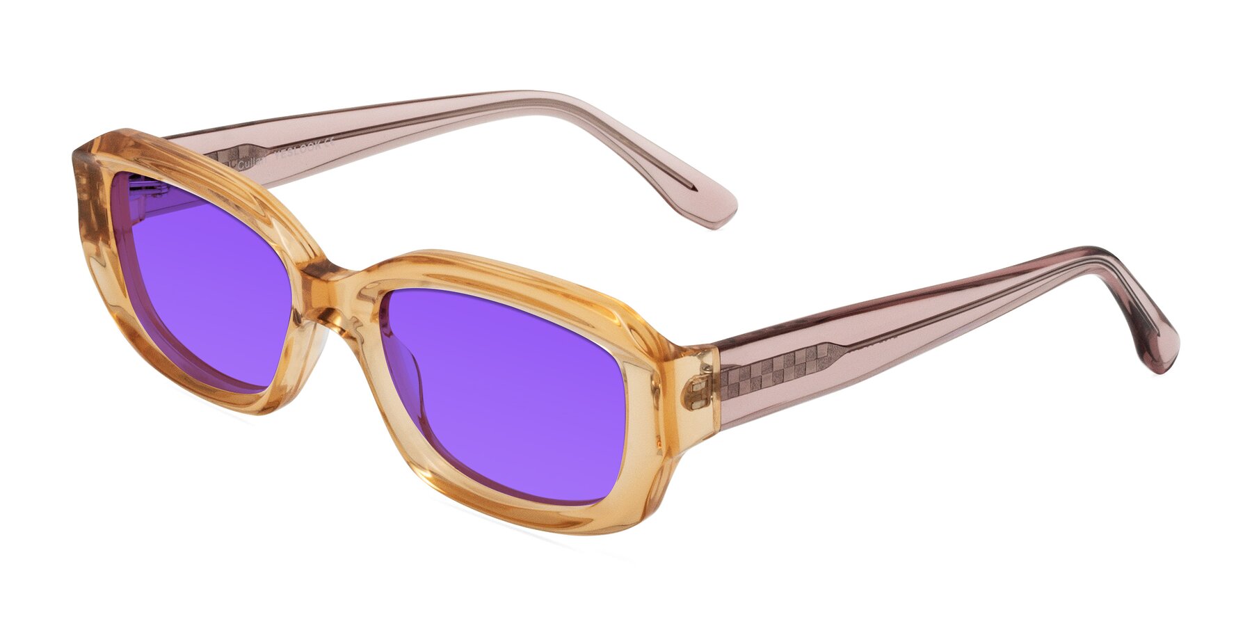 Angle of Cullari in Champagne/Light Purple with Purple Tinted Lenses