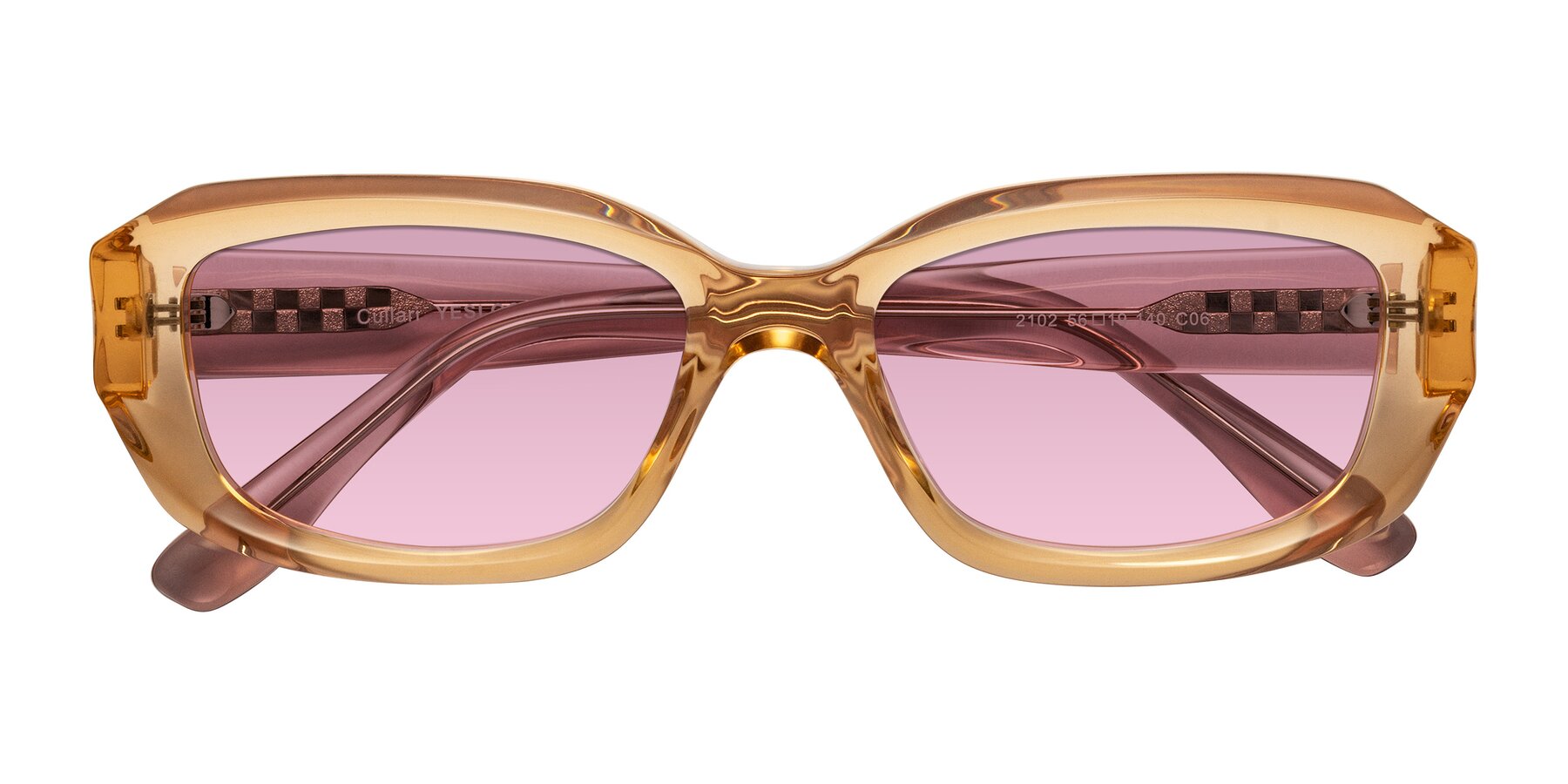 Folded Front of Cullari in Champagne/Light Purple with Light Wine Tinted Lenses