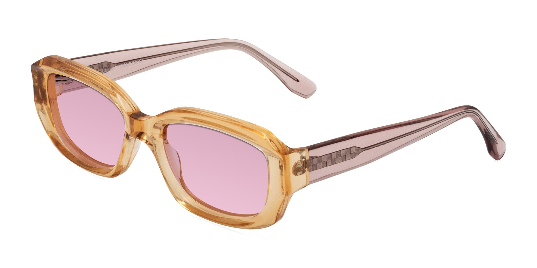 Angle of Cullari in Champagne/Light Purple with Light Wine Tinted Lenses