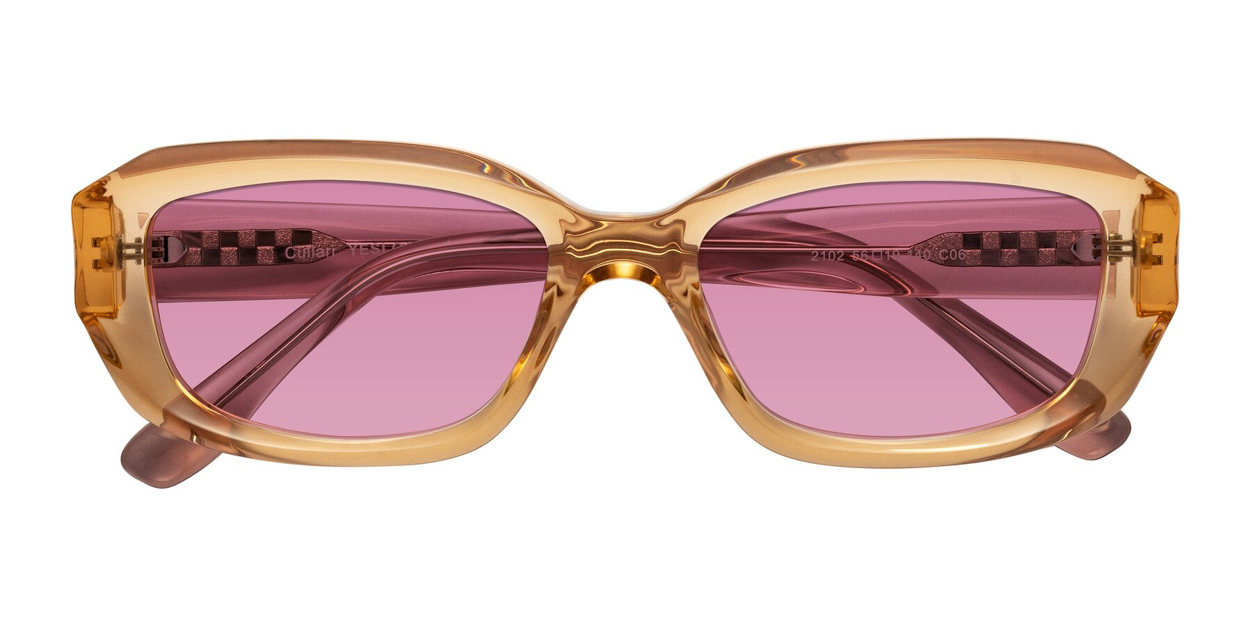 Folded Front of Cullari in Champagne/Light Purple with Medium Wine Tinted Lenses