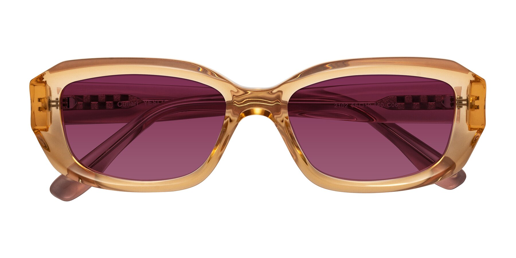 Folded Front of Cullari in Champagne/Light Purple with Wine Tinted Lenses