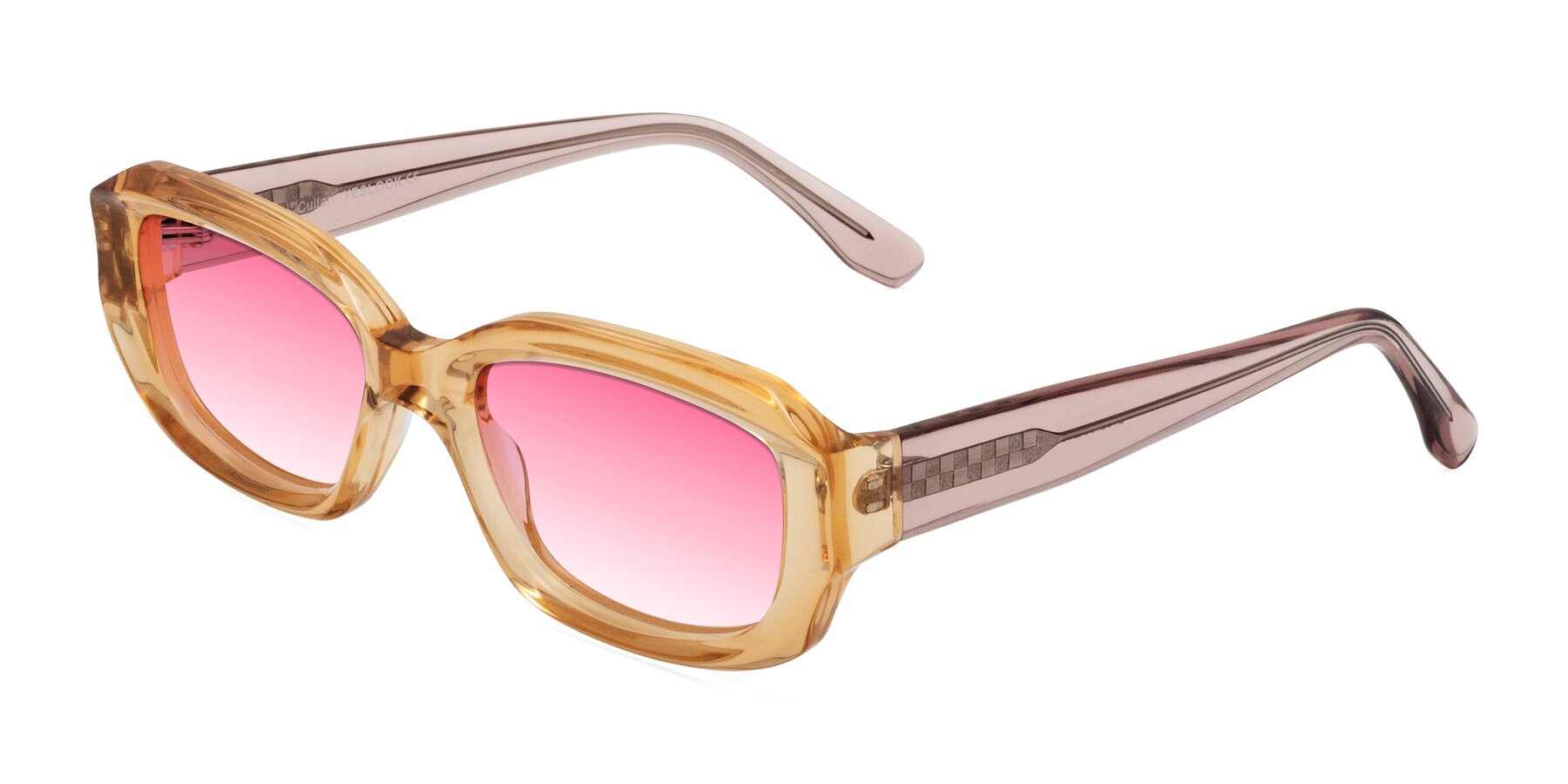 Angle of Cullari in Champagne/Light Purple with Pink Gradient Lenses