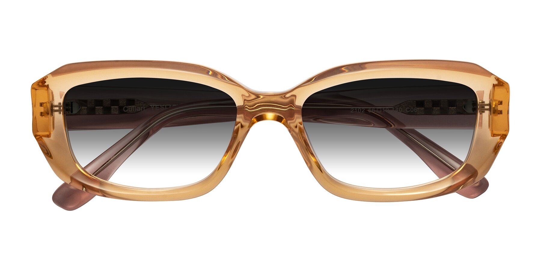 Folded Front of Cullari in Champagne/Light Purple with Gray Gradient Lenses