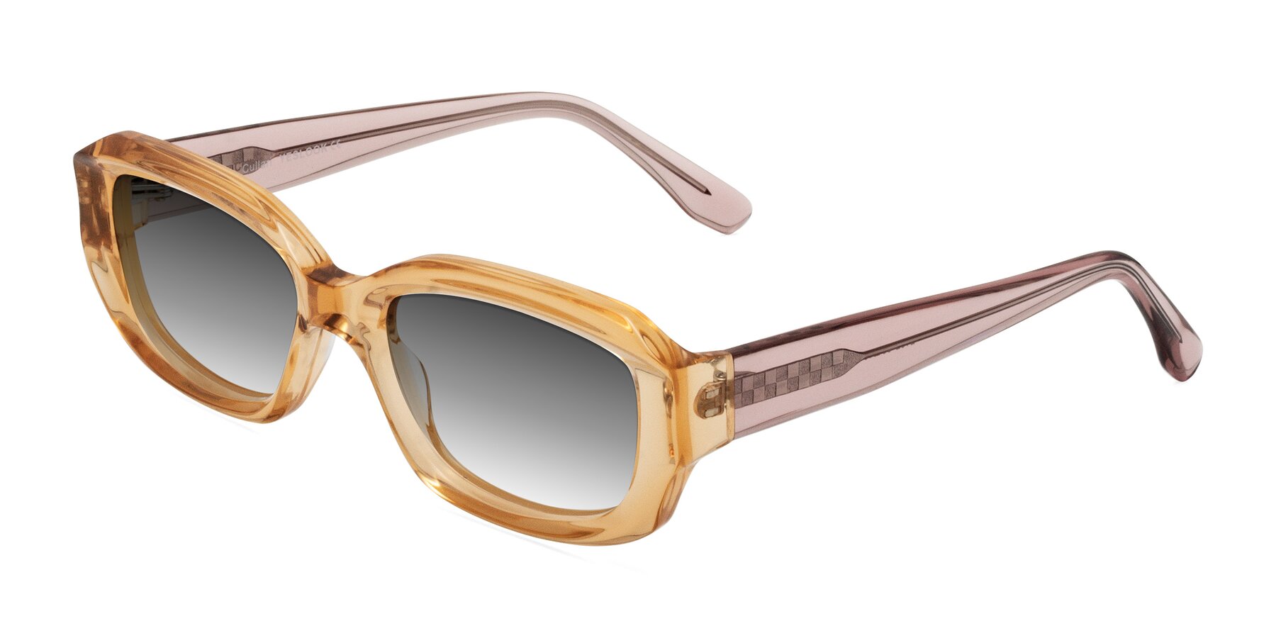Angle of Cullari in Champagne/Light Purple with Gray Gradient Lenses