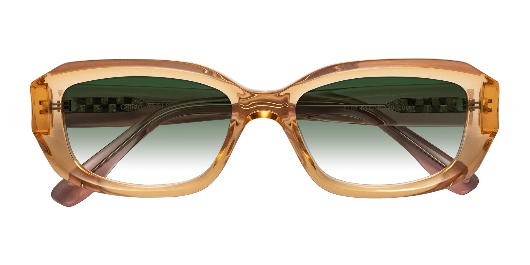 Folded Front of Cullari in Champagne/Light Purple with Green Gradient Lenses