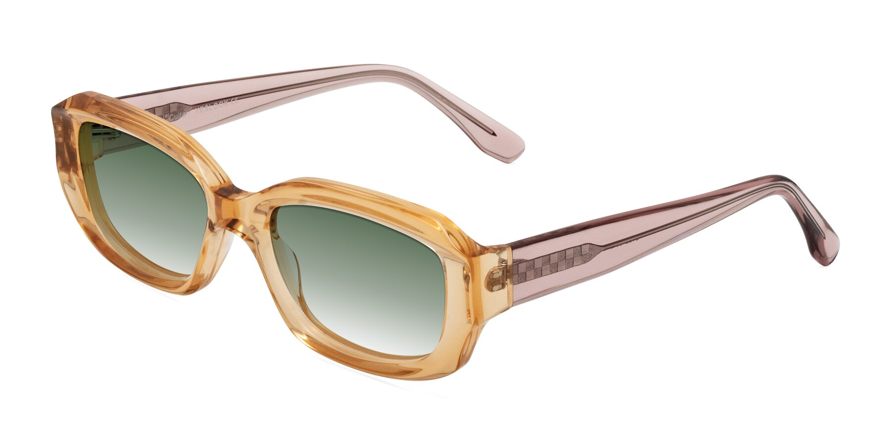 Angle of Cullari in Champagne/Light Purple with Green Gradient Lenses