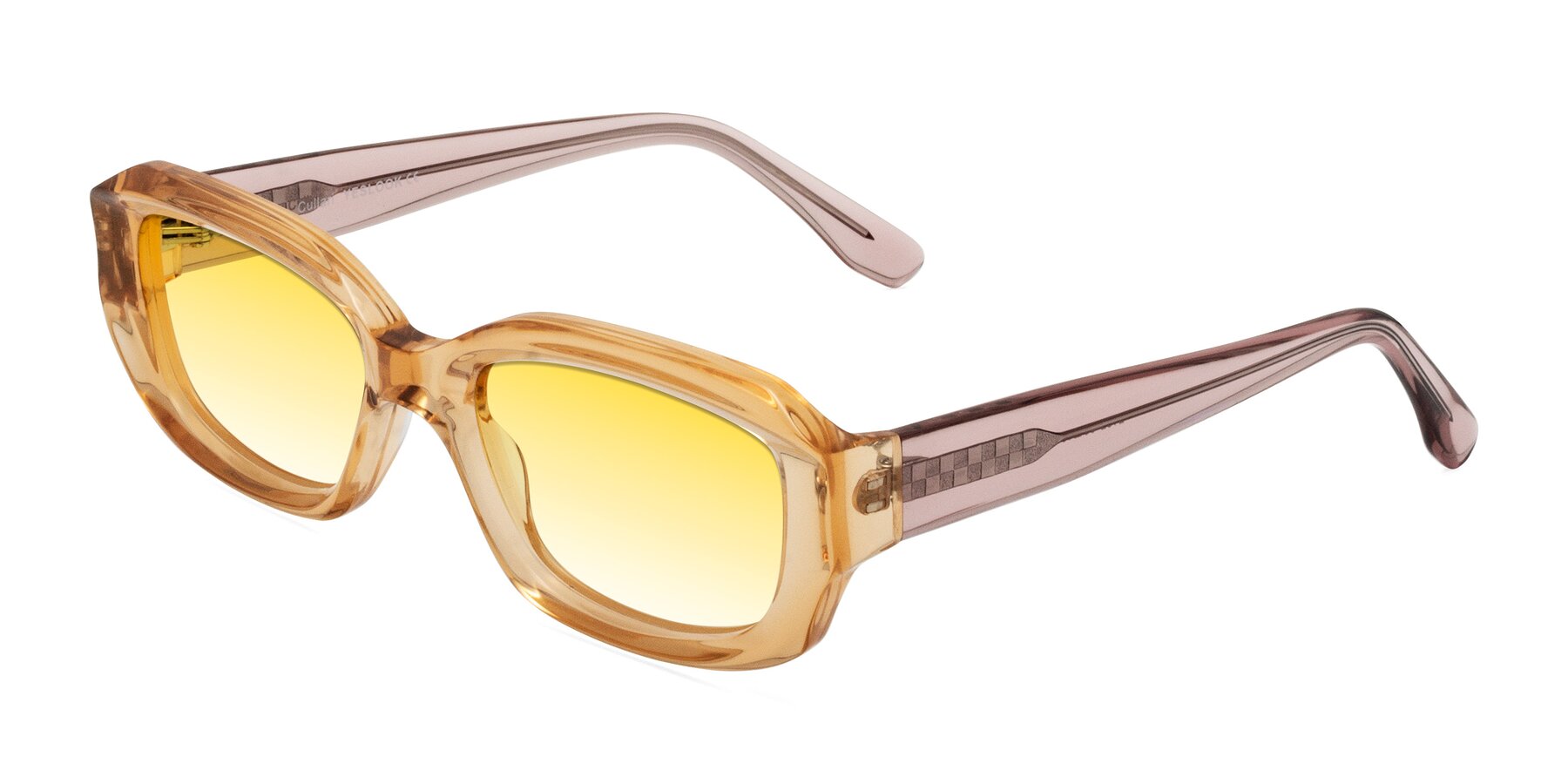 Angle of Cullari in Champagne/Light Purple with Yellow Gradient Lenses