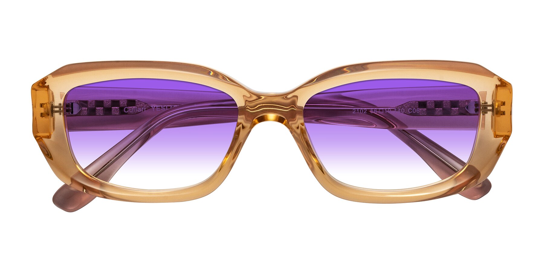 Folded Front of Cullari in Champagne/Light Purple with Purple Gradient Lenses