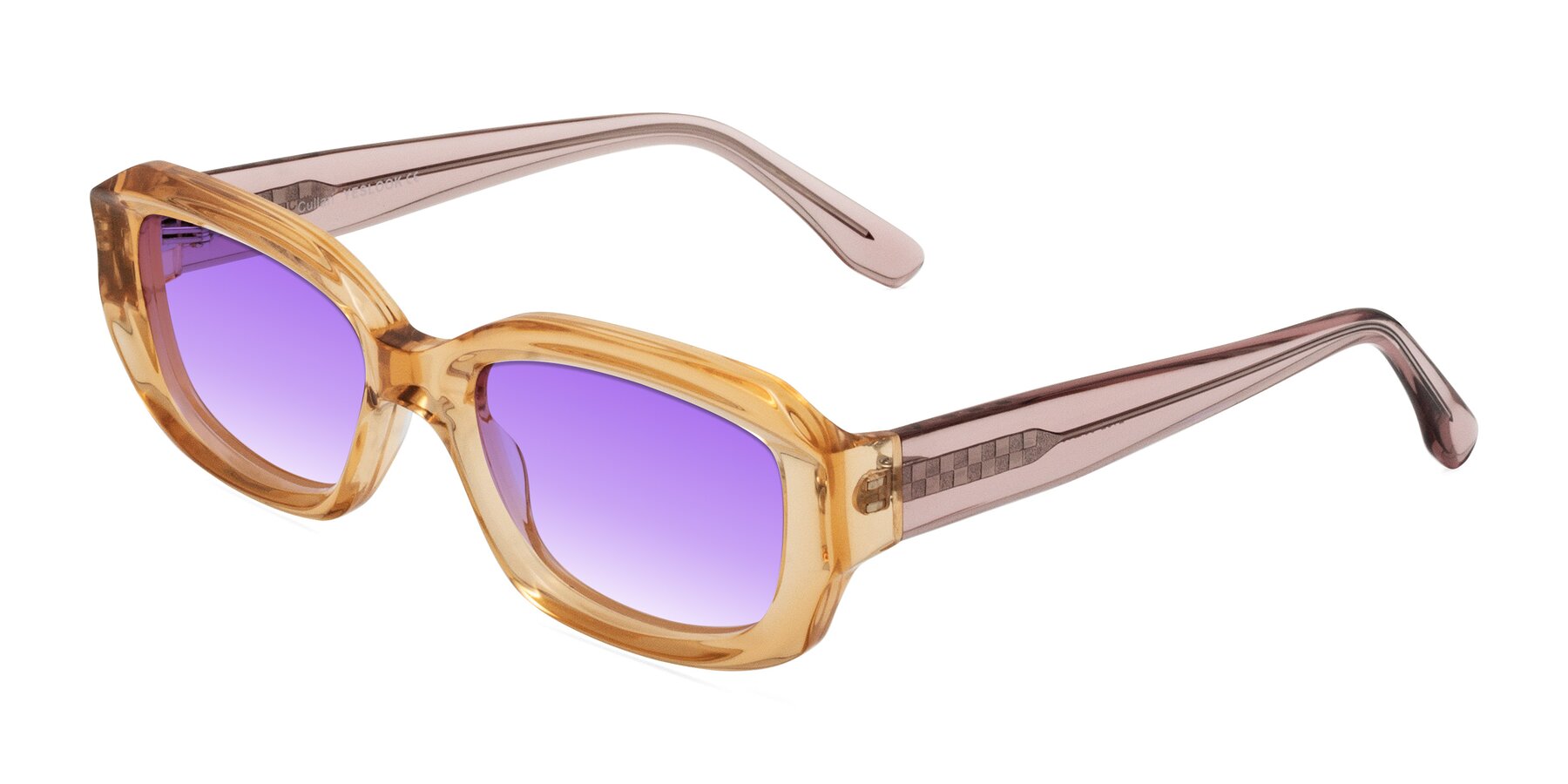 Angle of Cullari in Champagne/Light Purple with Purple Gradient Lenses