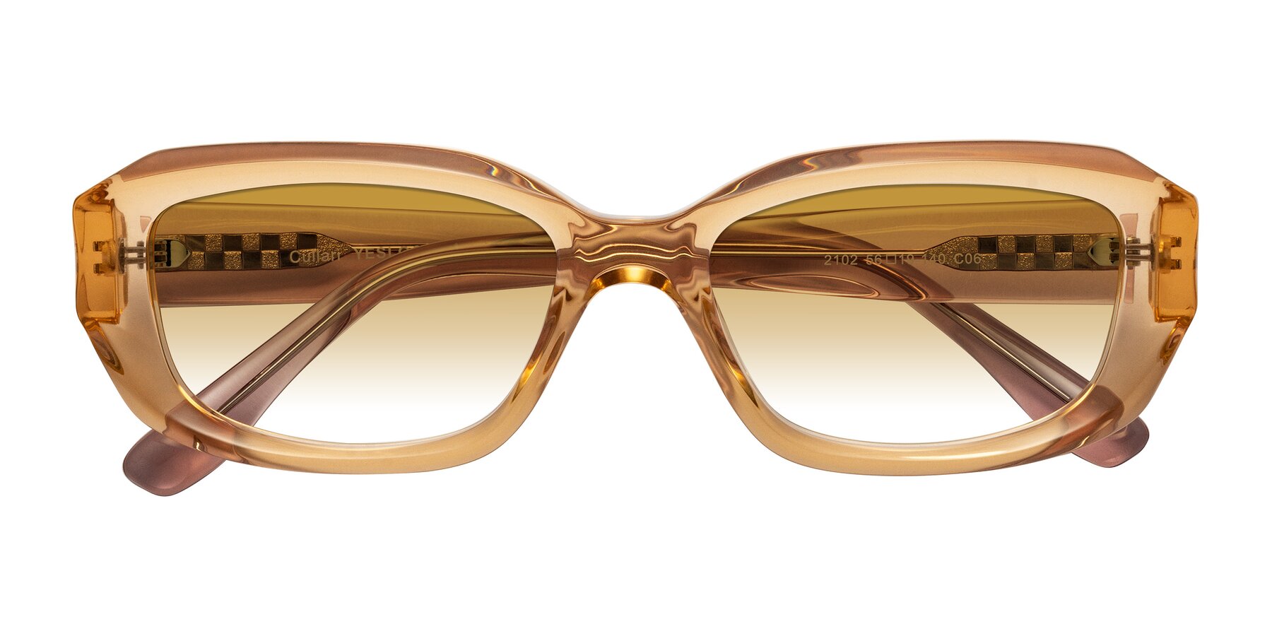 Folded Front of Cullari in Champagne/Light Purple with Champagne Gradient Lenses
