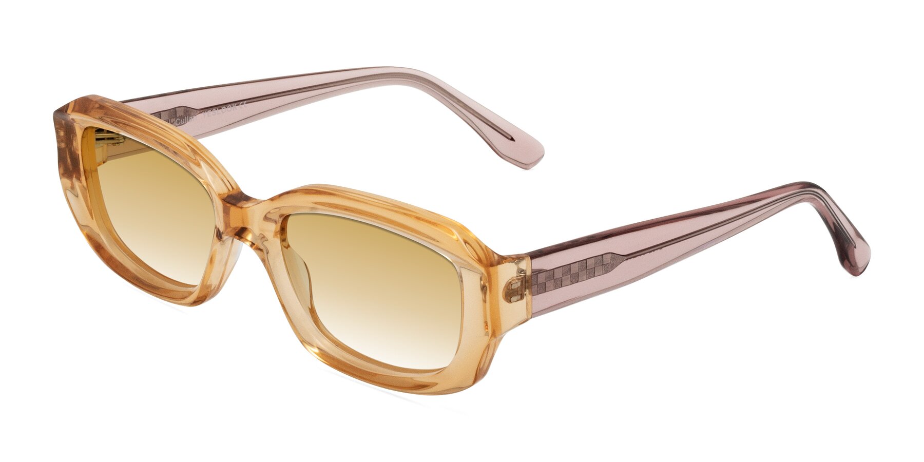 Angle of Cullari in Champagne/Light Purple with Champagne Gradient Lenses