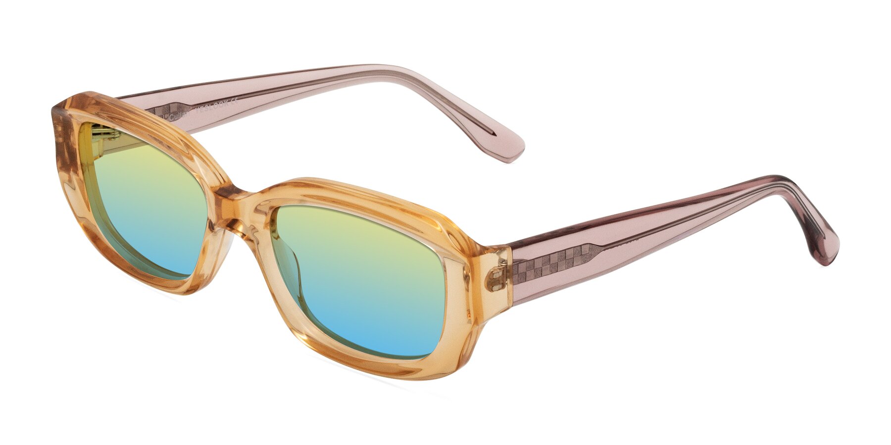 Angle of Cullari in Champagne/Light Purple with Yellow / Blue Gradient Lenses