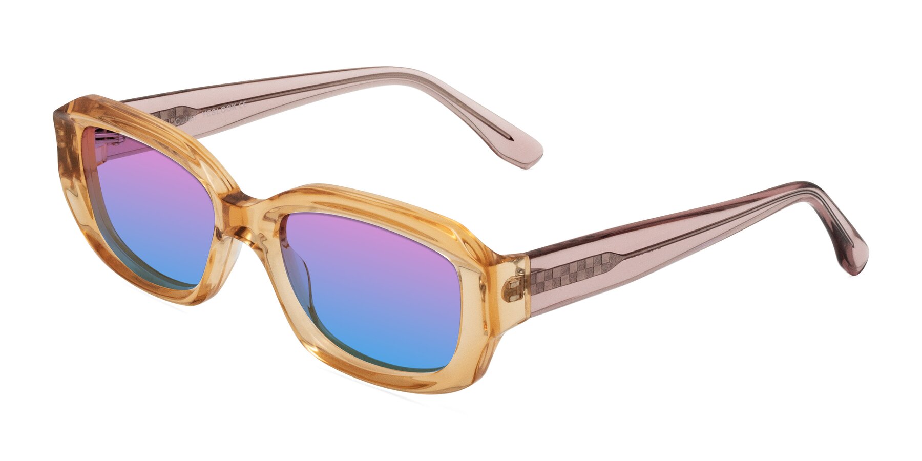 Angle of Cullari in Champagne/Light Purple with Pink / Blue Gradient Lenses