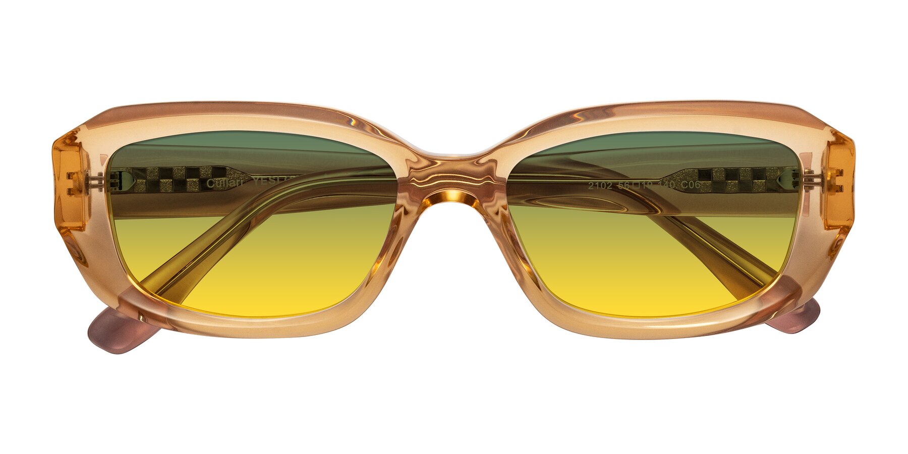 Folded Front of Cullari in Champagne/Light Purple with Green / Yellow Gradient Lenses