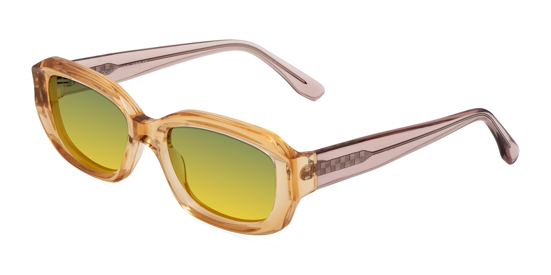 Angle of Cullari in Champagne/Light Purple with Green / Yellow Gradient Lenses