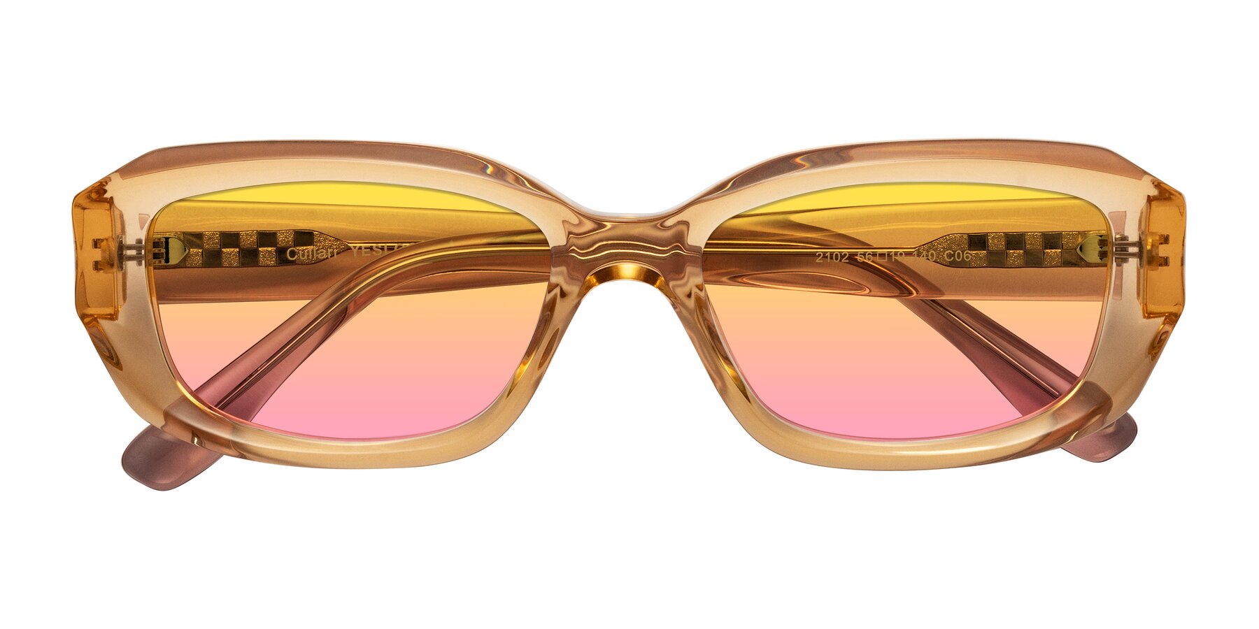 Folded Front of Cullari in Champagne/Light Purple with Yellow / Pink Gradient Lenses