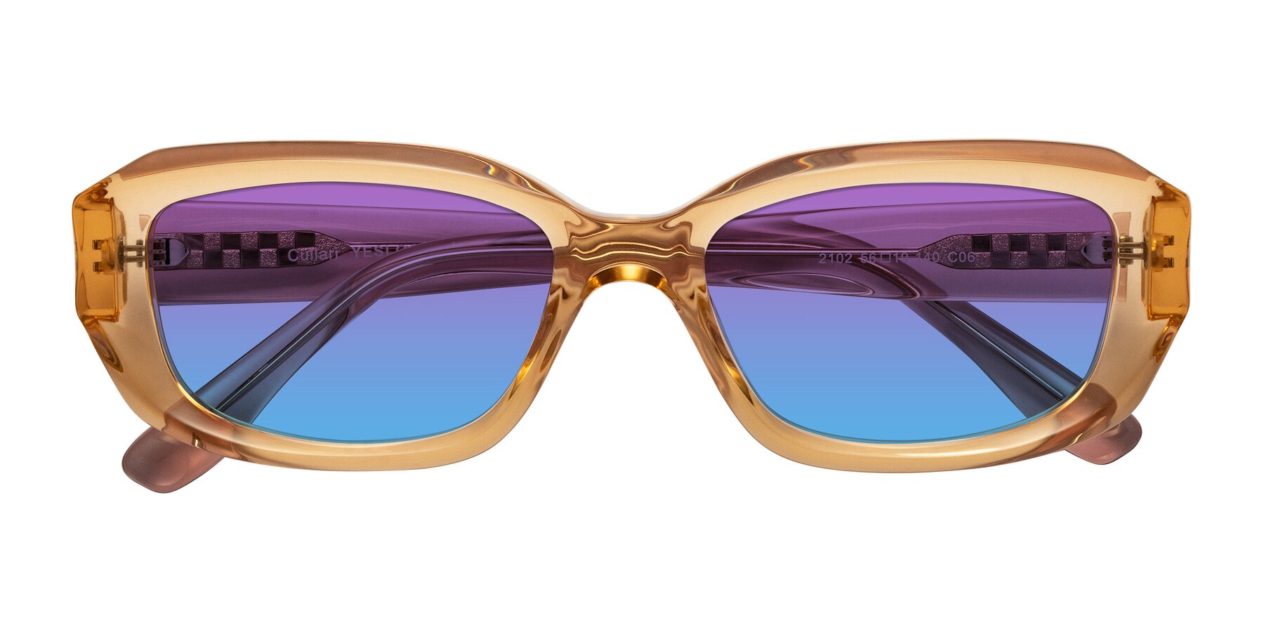 Folded Front of Cullari in Champagne/Light Purple with Purple / Blue Gradient Lenses