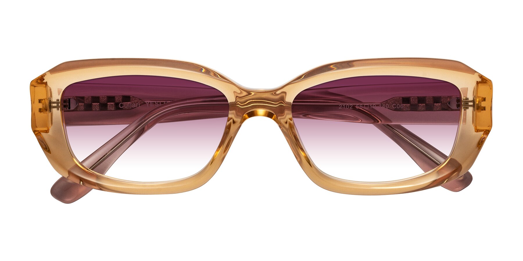 Folded Front of Cullari in Champagne/Light Purple with Wine Gradient Lenses