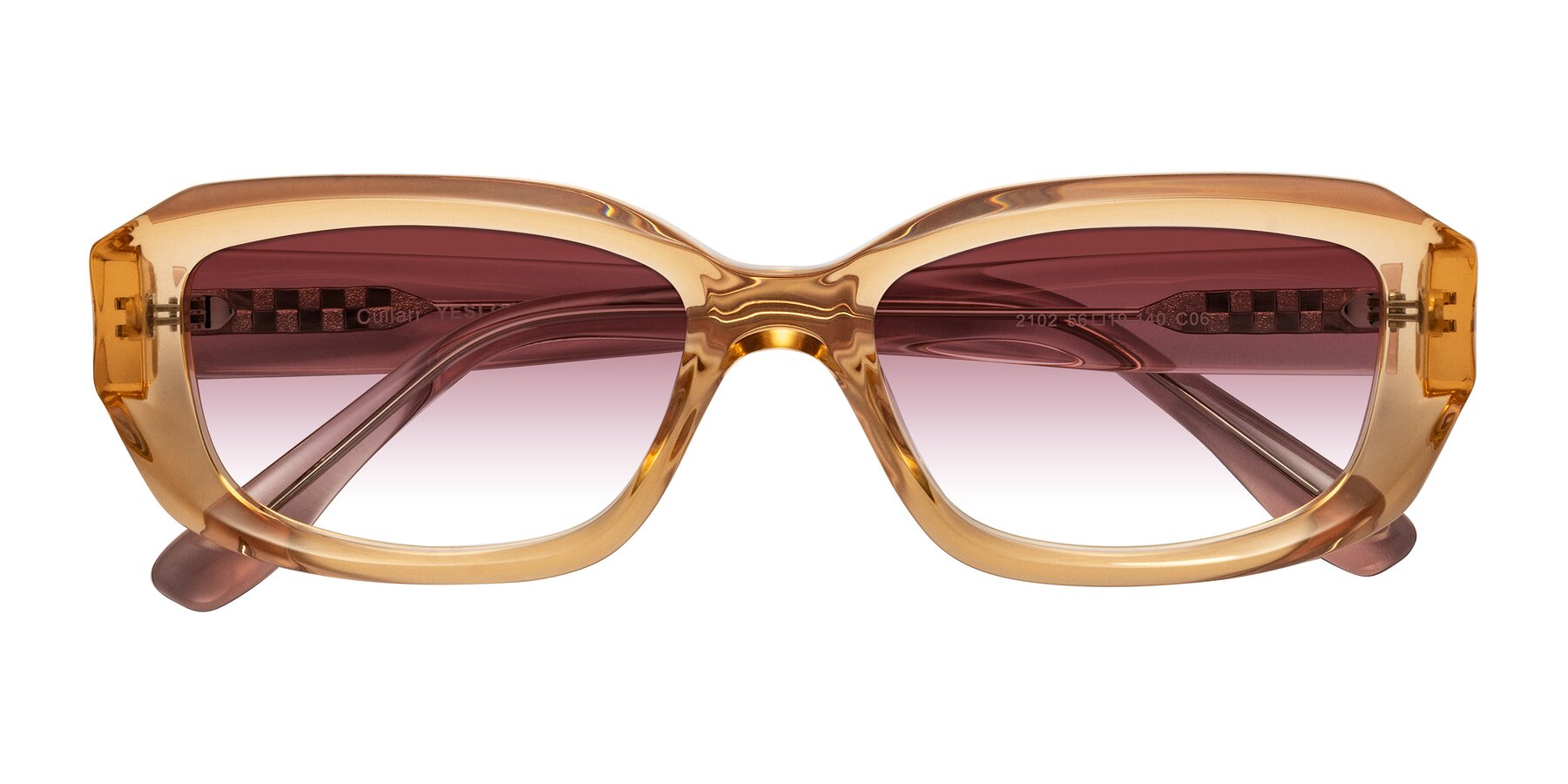 Folded Front of Cullari in Champagne/Light Purple with Garnet Gradient Lenses