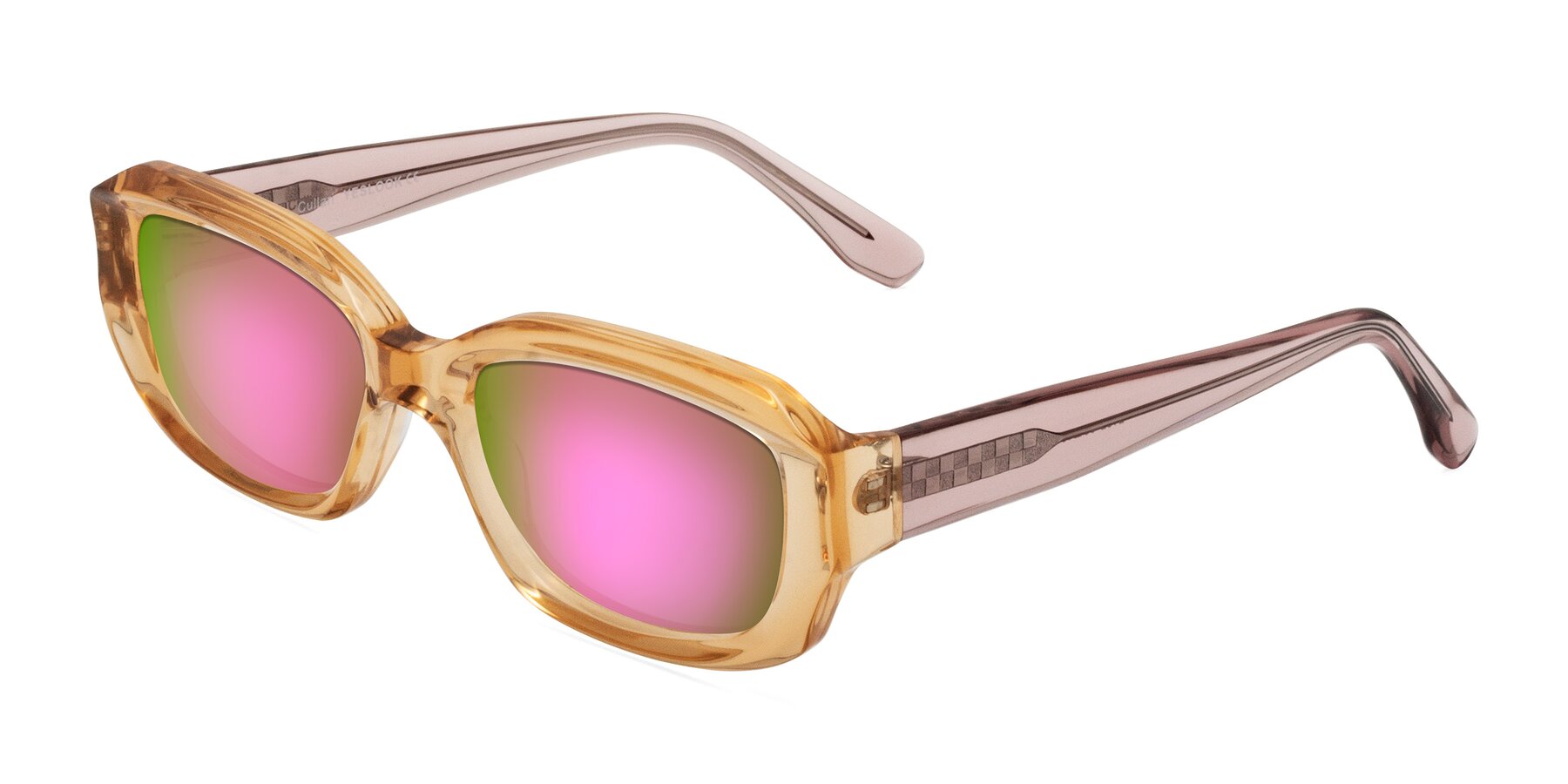 Angle of Cullari in Champagne/Light Purple with Pink Mirrored Lenses