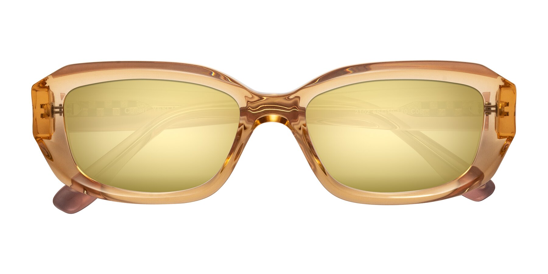 Folded Front of Cullari in Champagne/Light Purple with Gold Mirrored Lenses