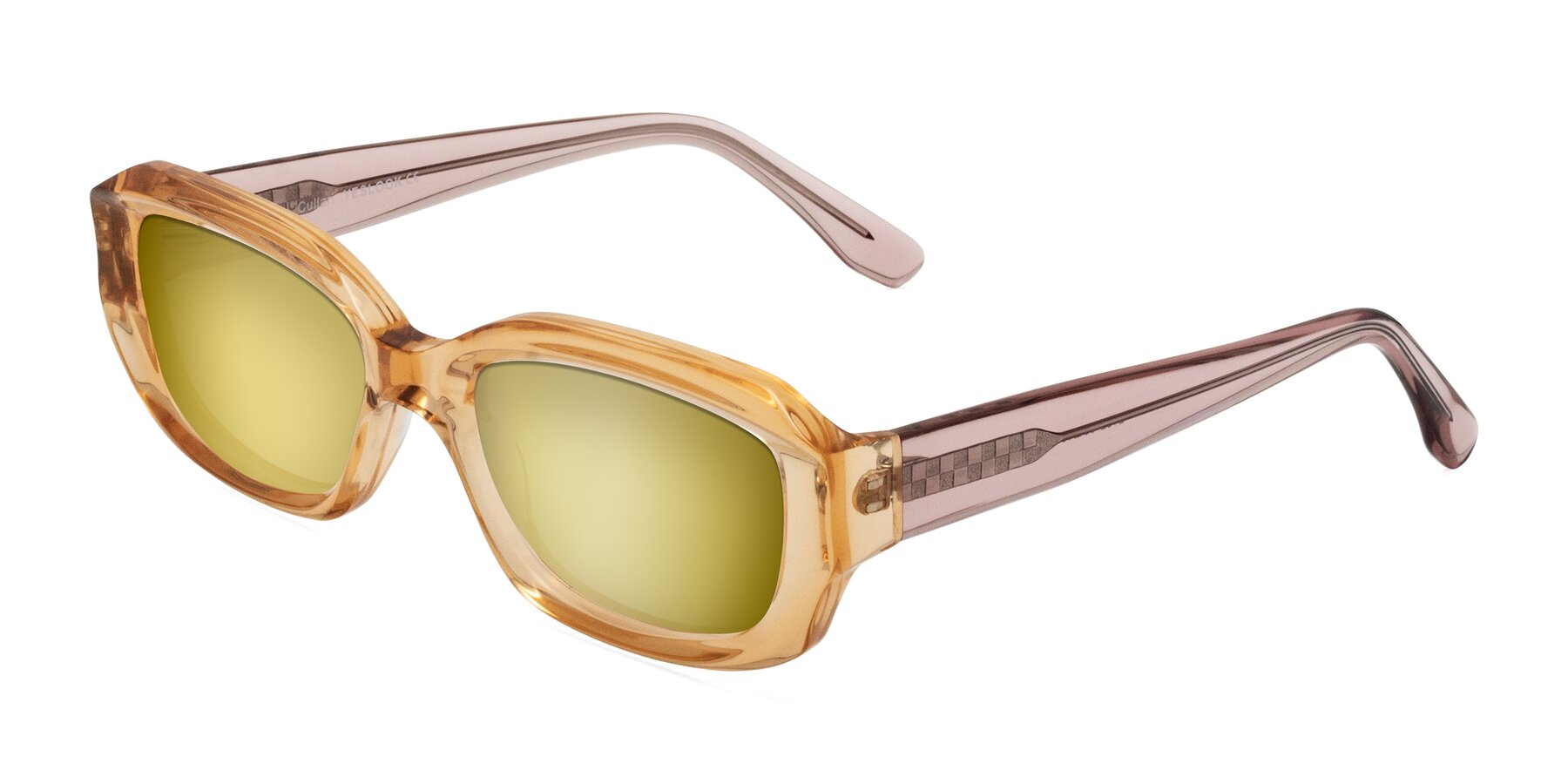 Angle of Cullari in Champagne/Light Purple with Gold Mirrored Lenses