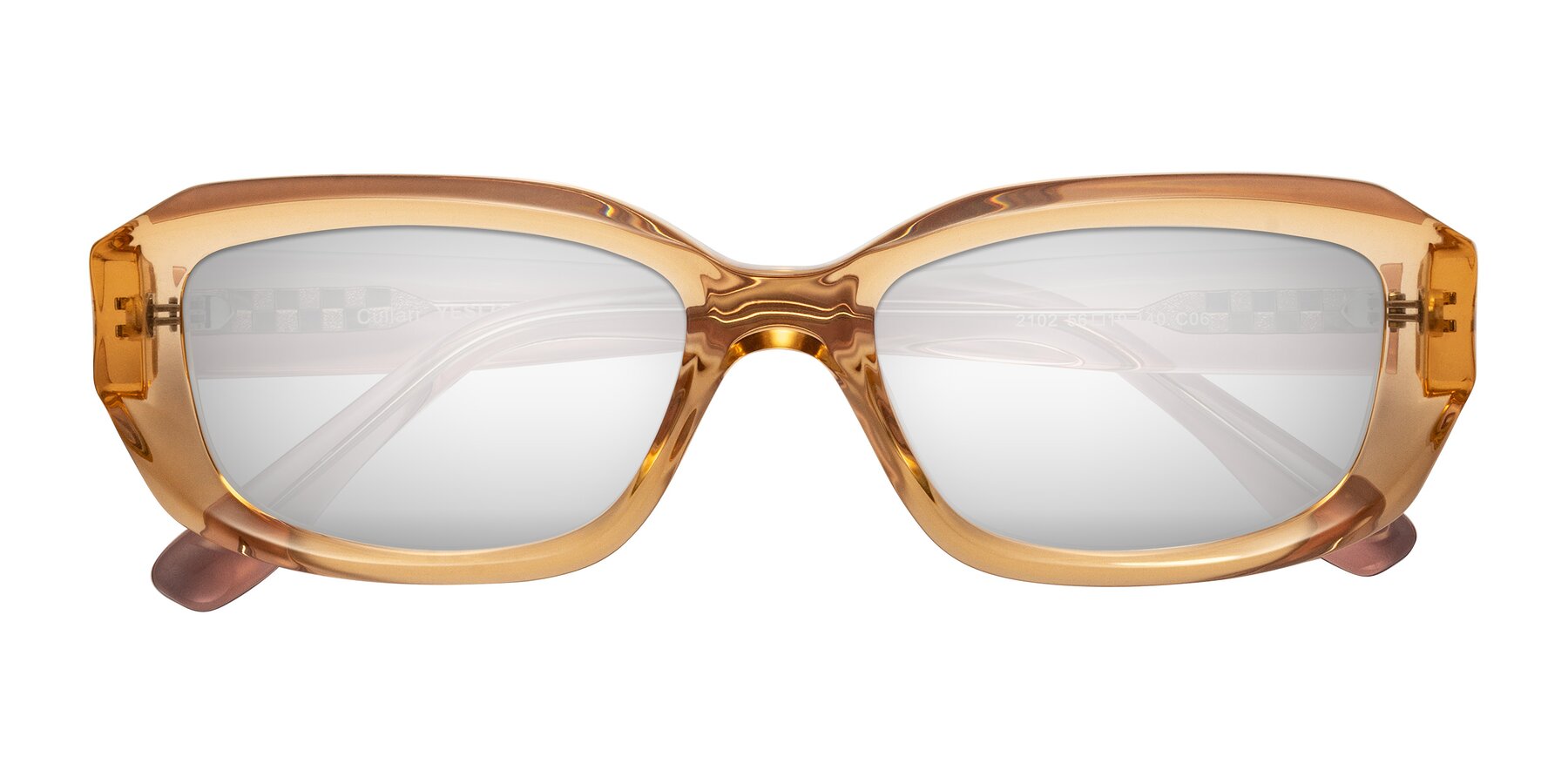 Folded Front of Cullari in Champagne/Light Purple with Silver Mirrored Lenses