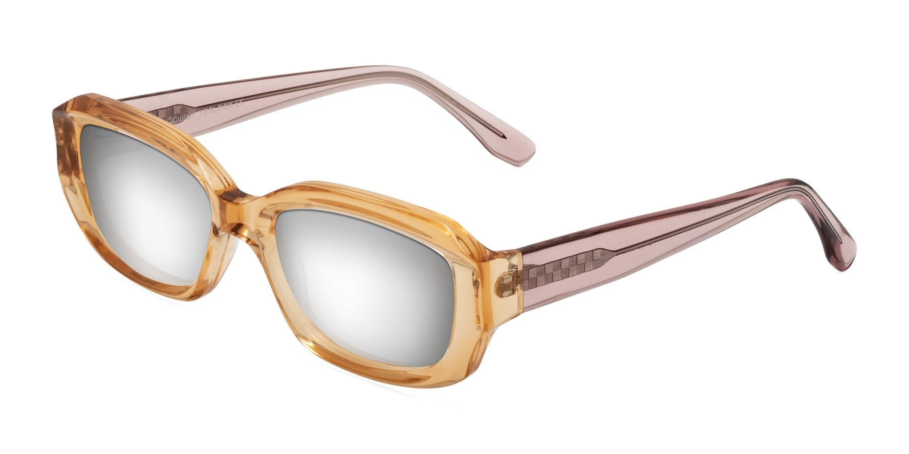Angle of Cullari in Champagne/Light Purple with Silver Mirrored Lenses