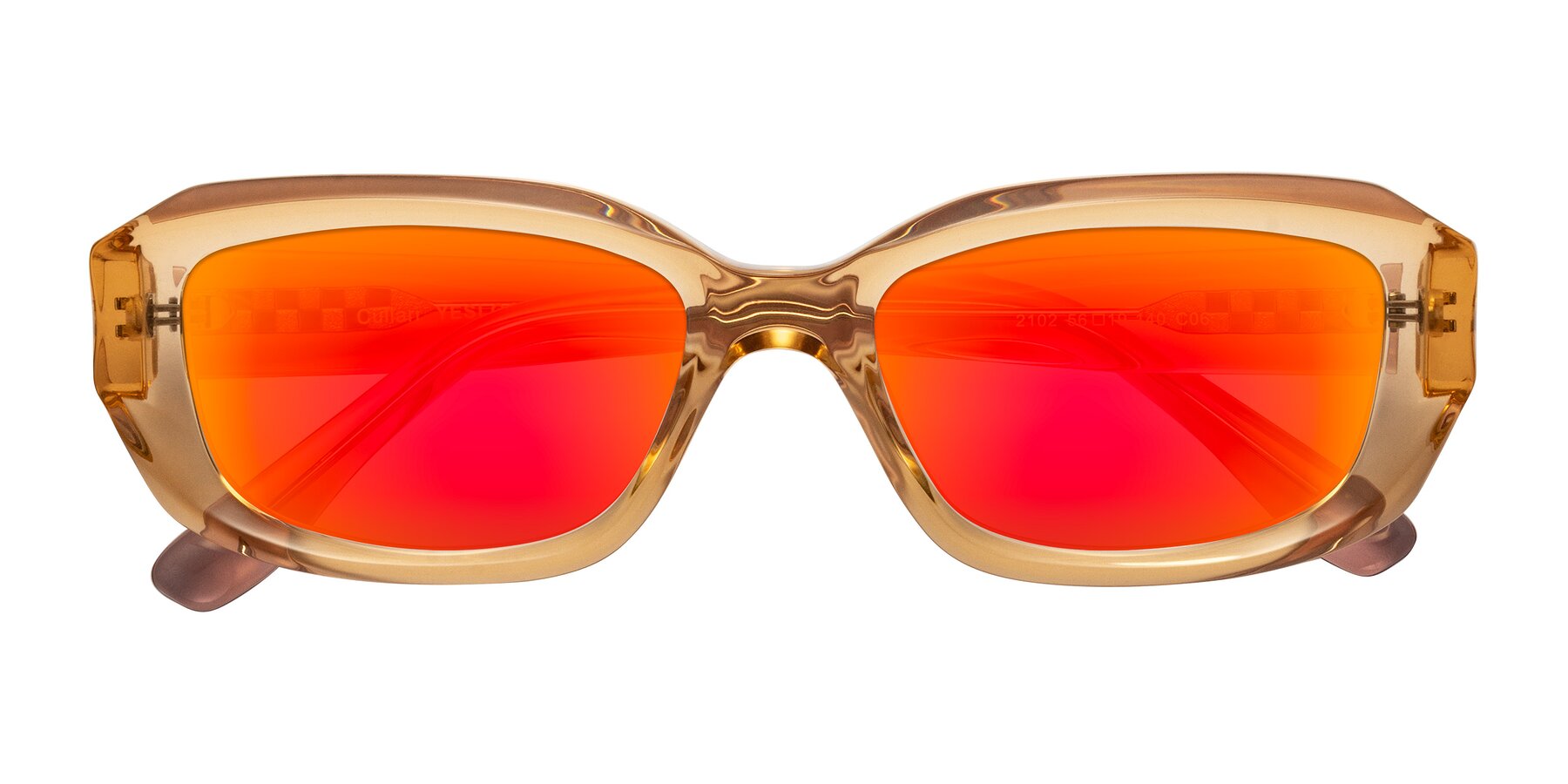 Folded Front of Cullari in Champagne/Light Purple with Red Gold Mirrored Lenses