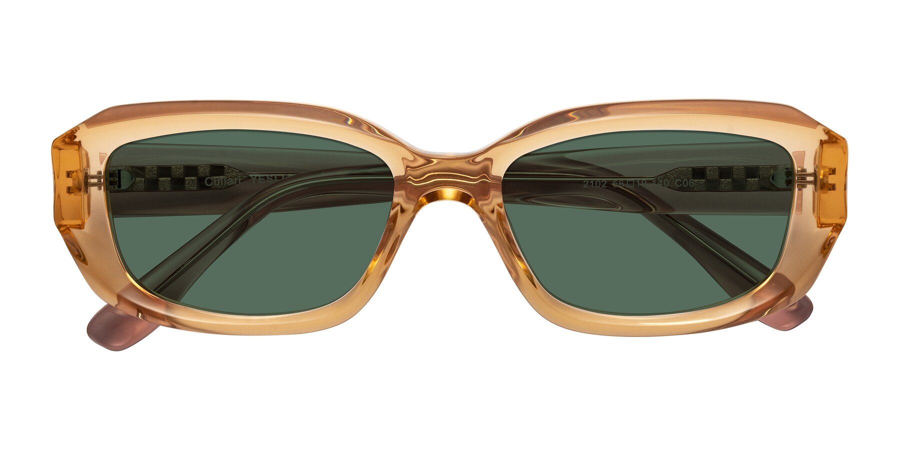 Folded Front of Cullari in Champagne/Light Purple with Green Polarized Lenses
