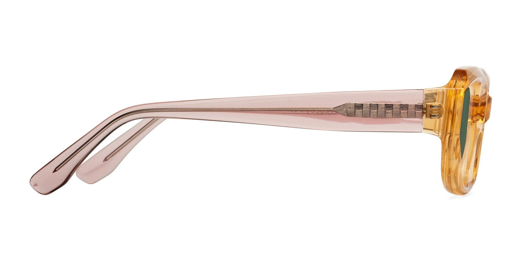 Side of Cullari in Champagne/Light Purple with Green Polarized Lenses