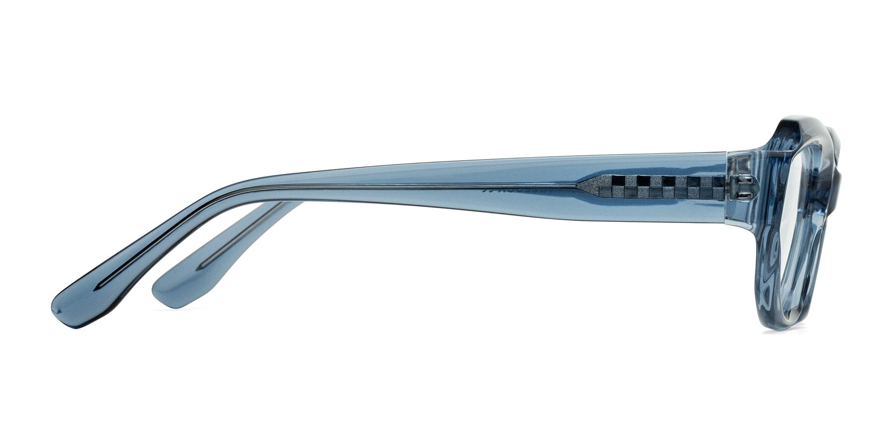 Side of Cullari in Crystal Blueberry with Clear Blue Light Blocking Lenses