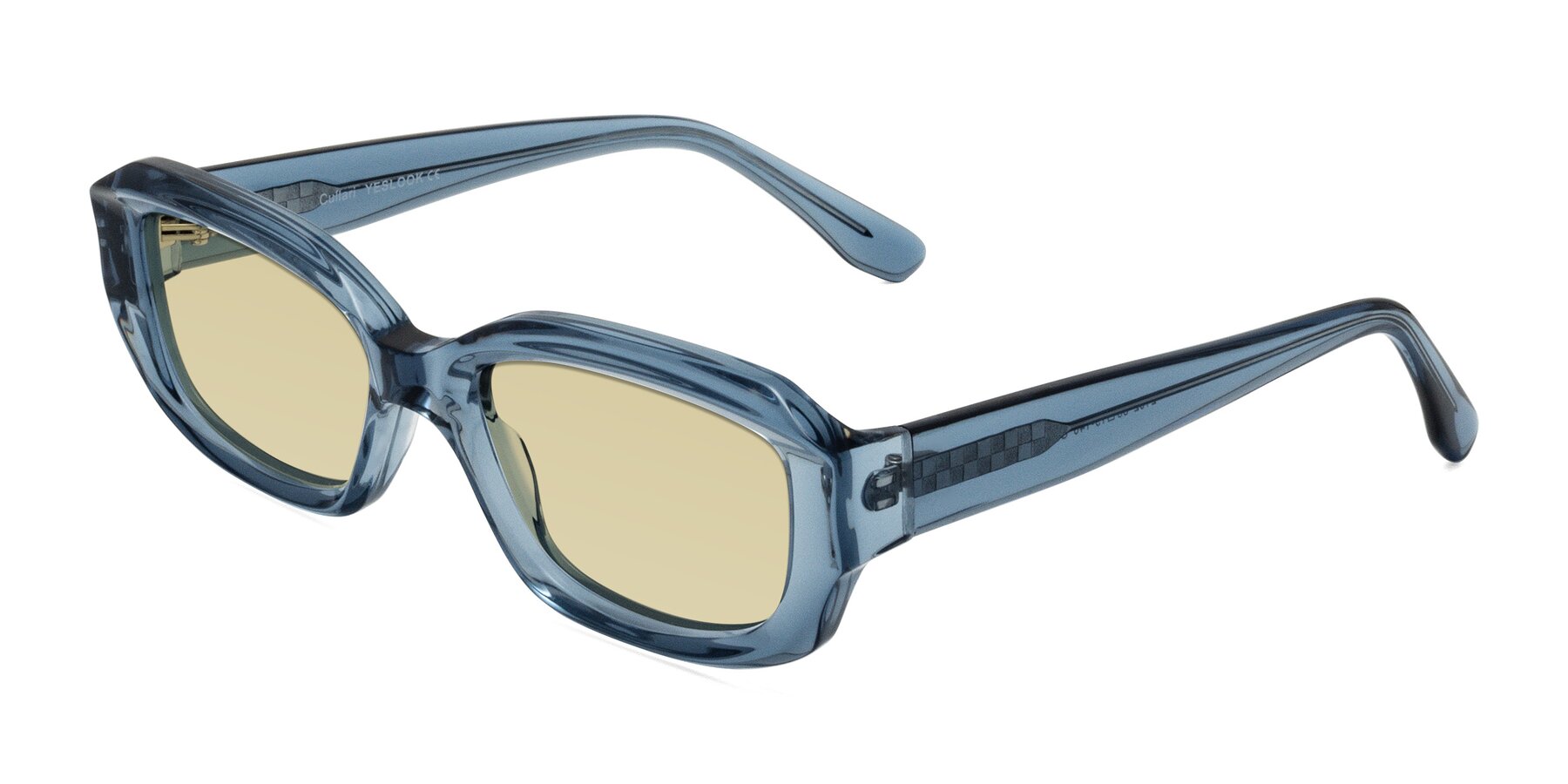 Angle of Cullari in Crystal Blueberry with Light Champagne Tinted Lenses