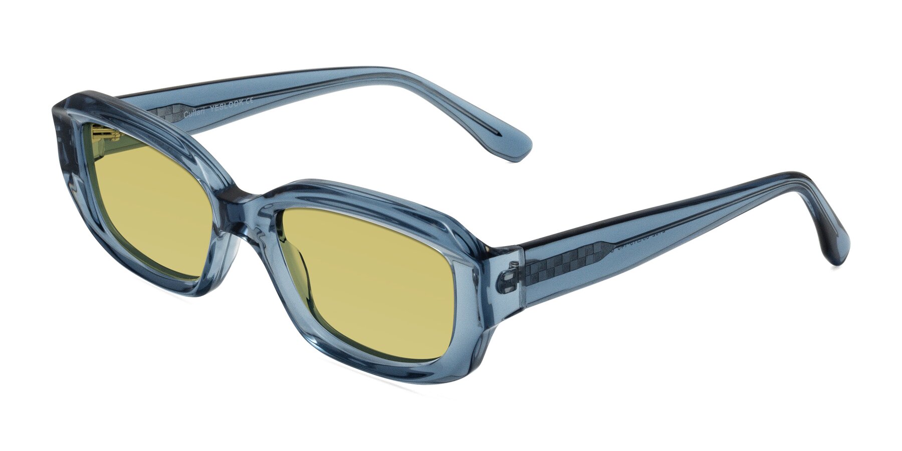 Angle of Cullari in Crystal Blueberry with Medium Champagne Tinted Lenses