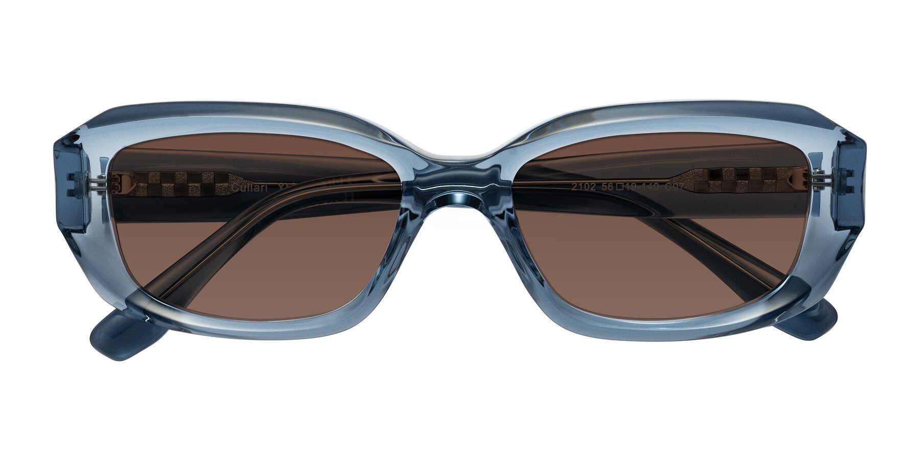 Folded Front of Cullari in Crystal Blueberry with Brown Tinted Lenses