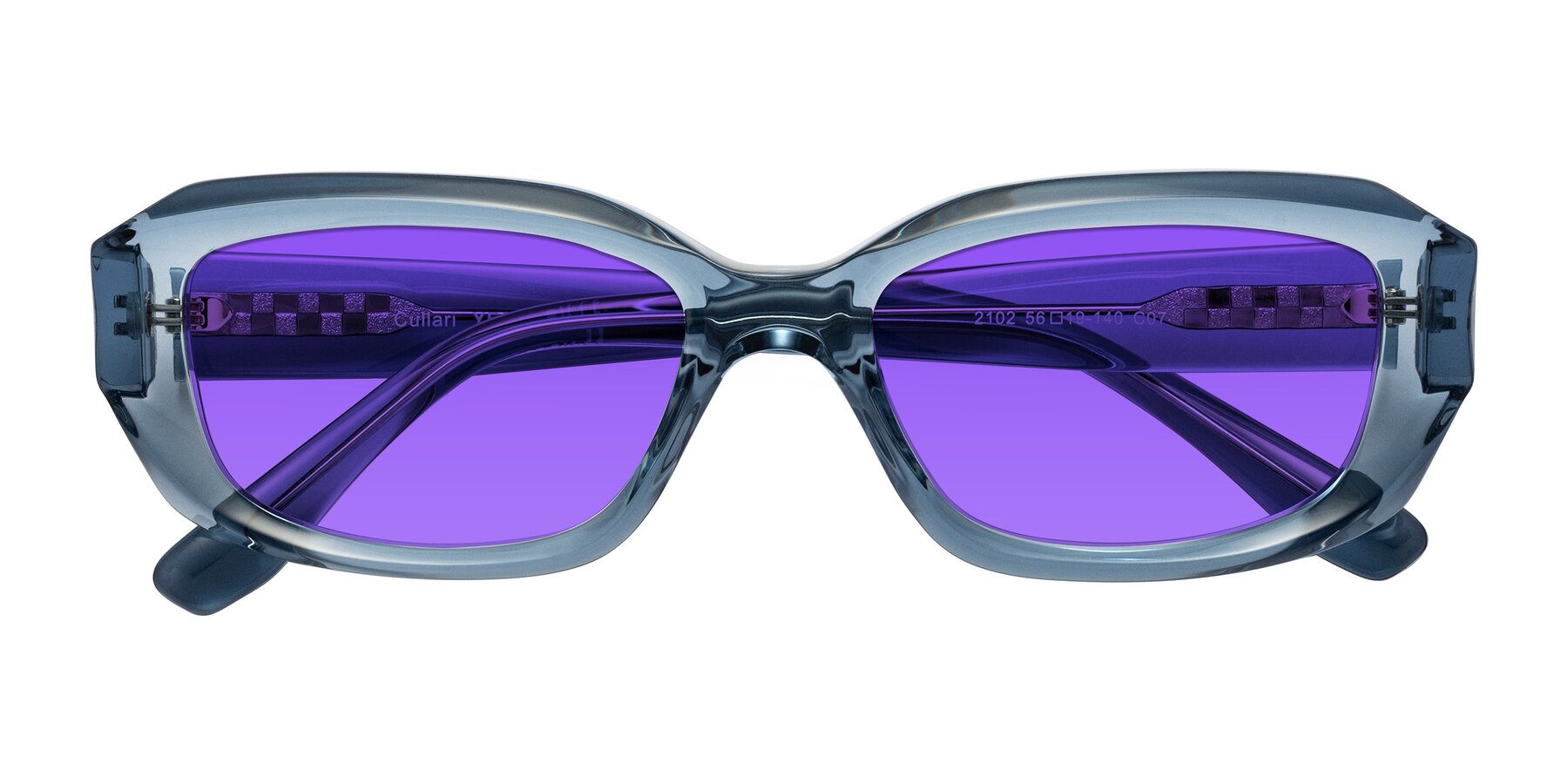 Folded Front of Cullari in Crystal Blueberry with Purple Tinted Lenses
