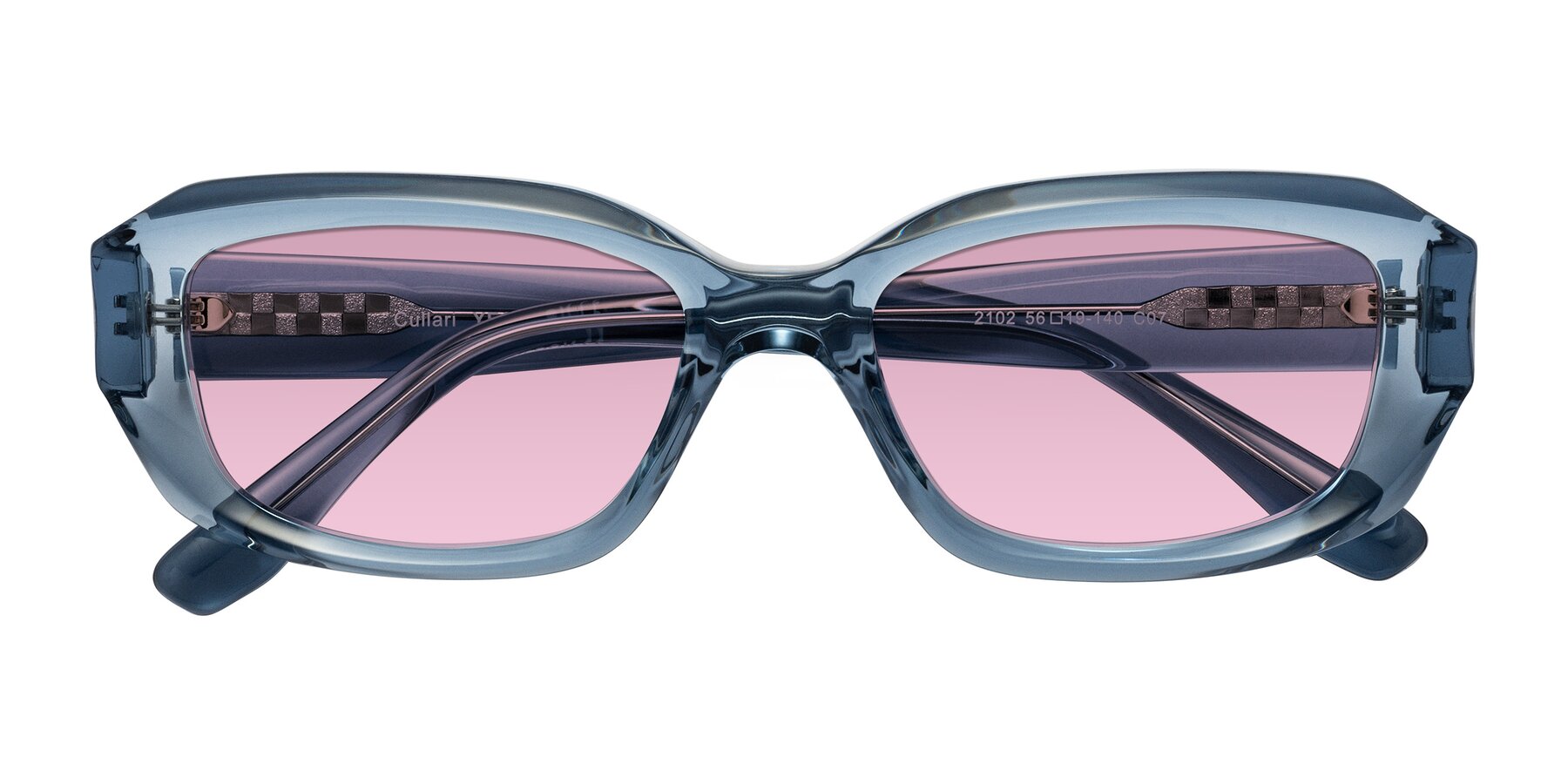 Folded Front of Cullari in Crystal Blueberry with Light Wine Tinted Lenses