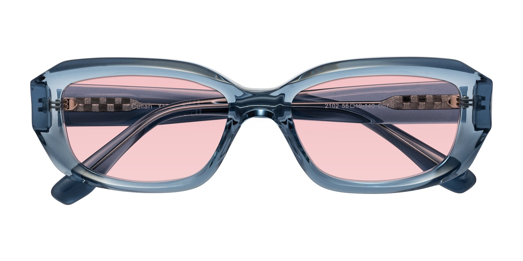 Folded Front of Cullari in Crystal Blueberry with Light Garnet Tinted Lenses