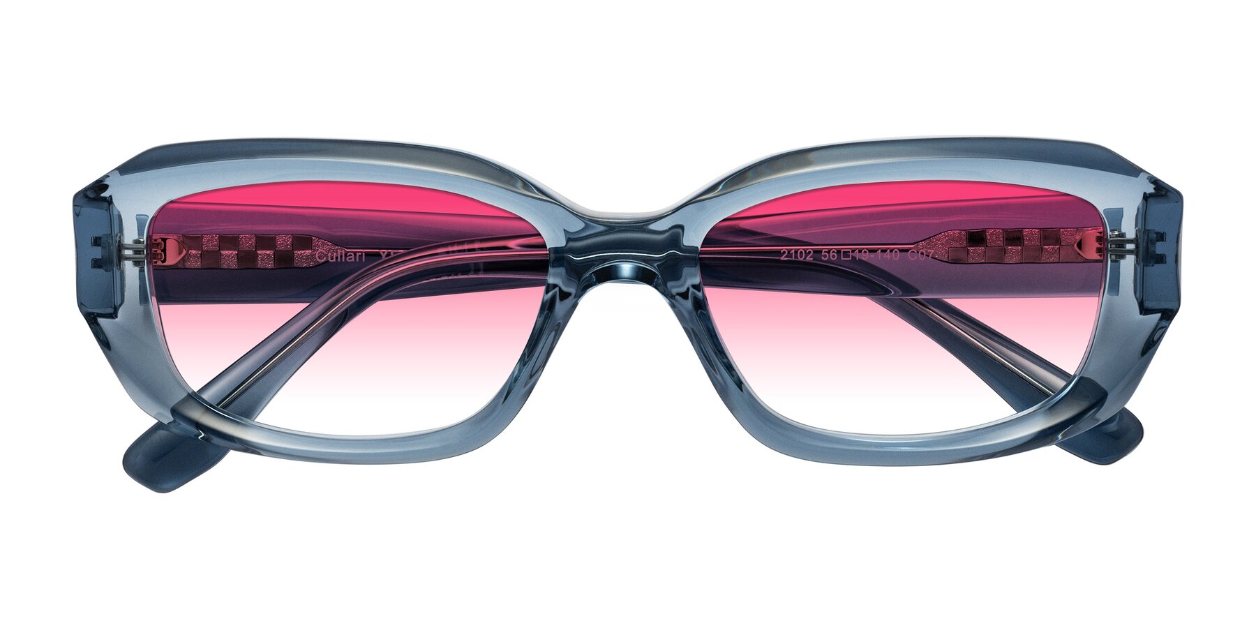 Folded Front of Cullari in Crystal Blueberry with Pink Gradient Lenses