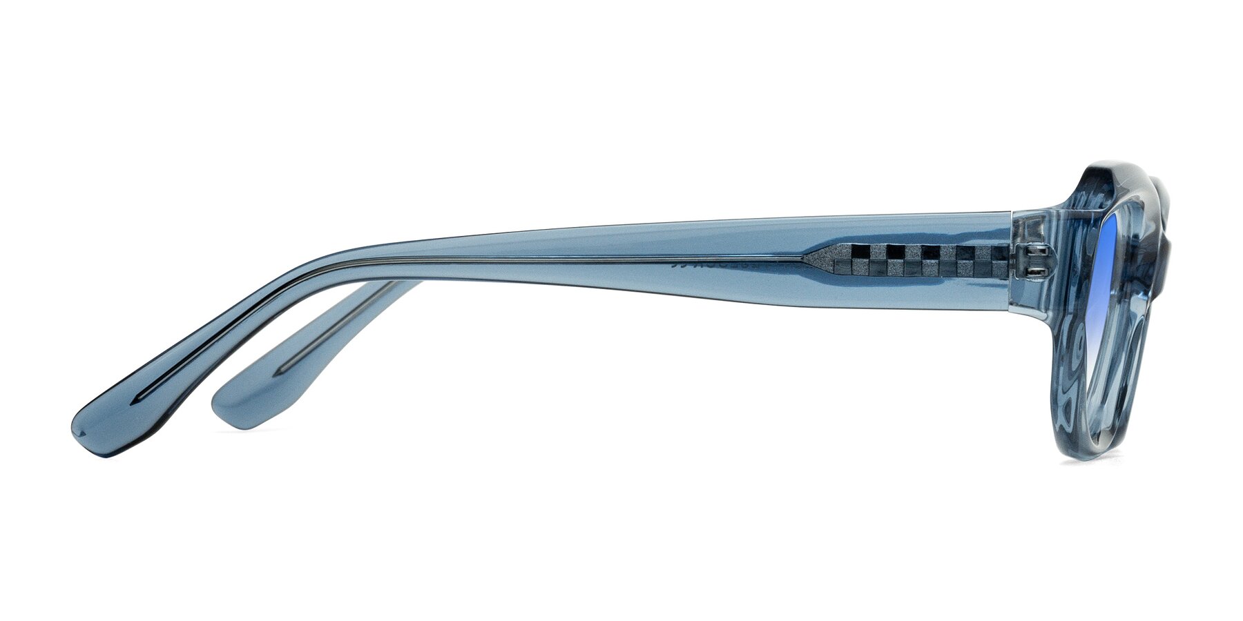 Side of Cullari in Crystal Blueberry with Blue Gradient Lenses